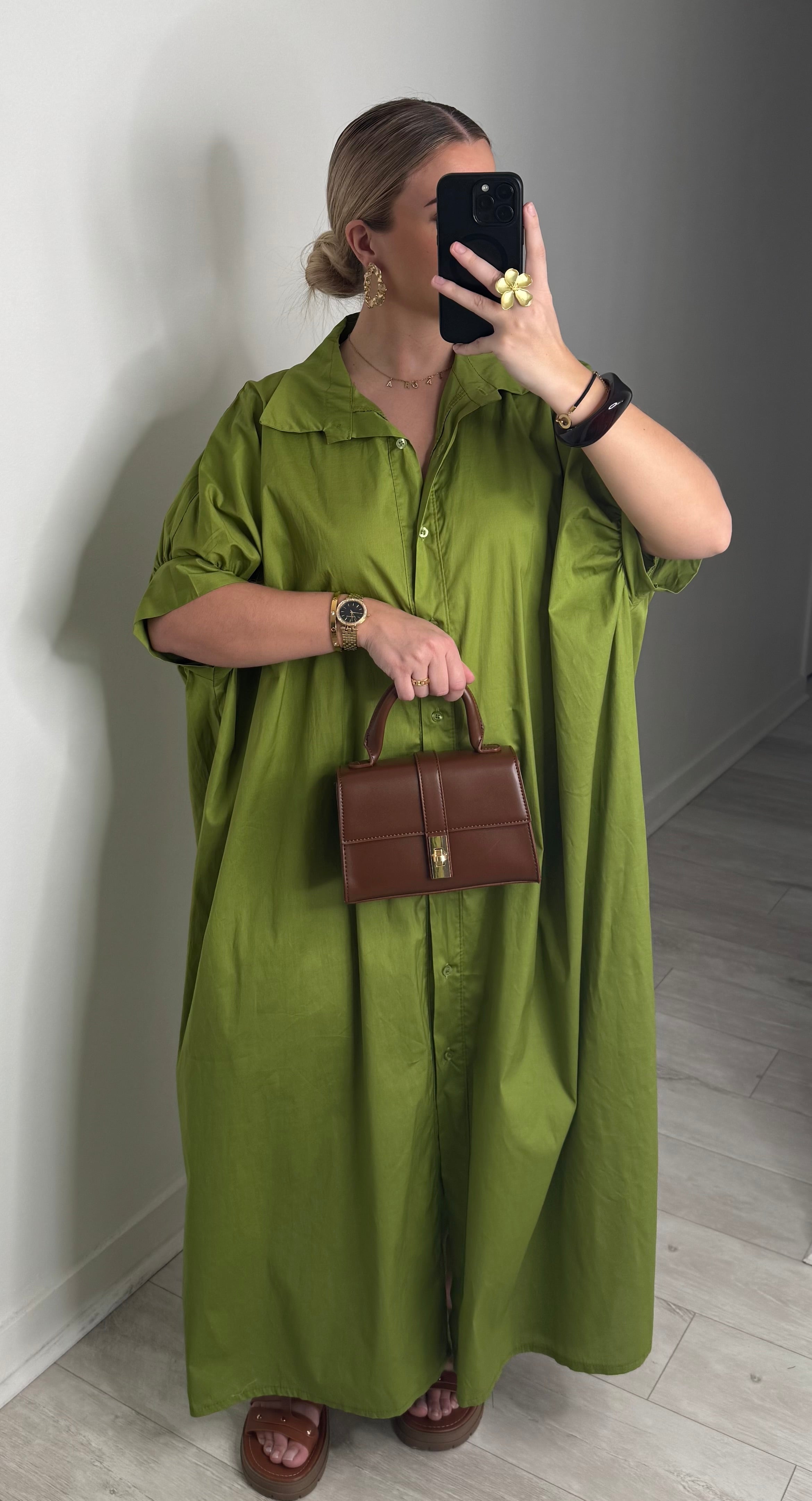 Robe chemise oversize - vert