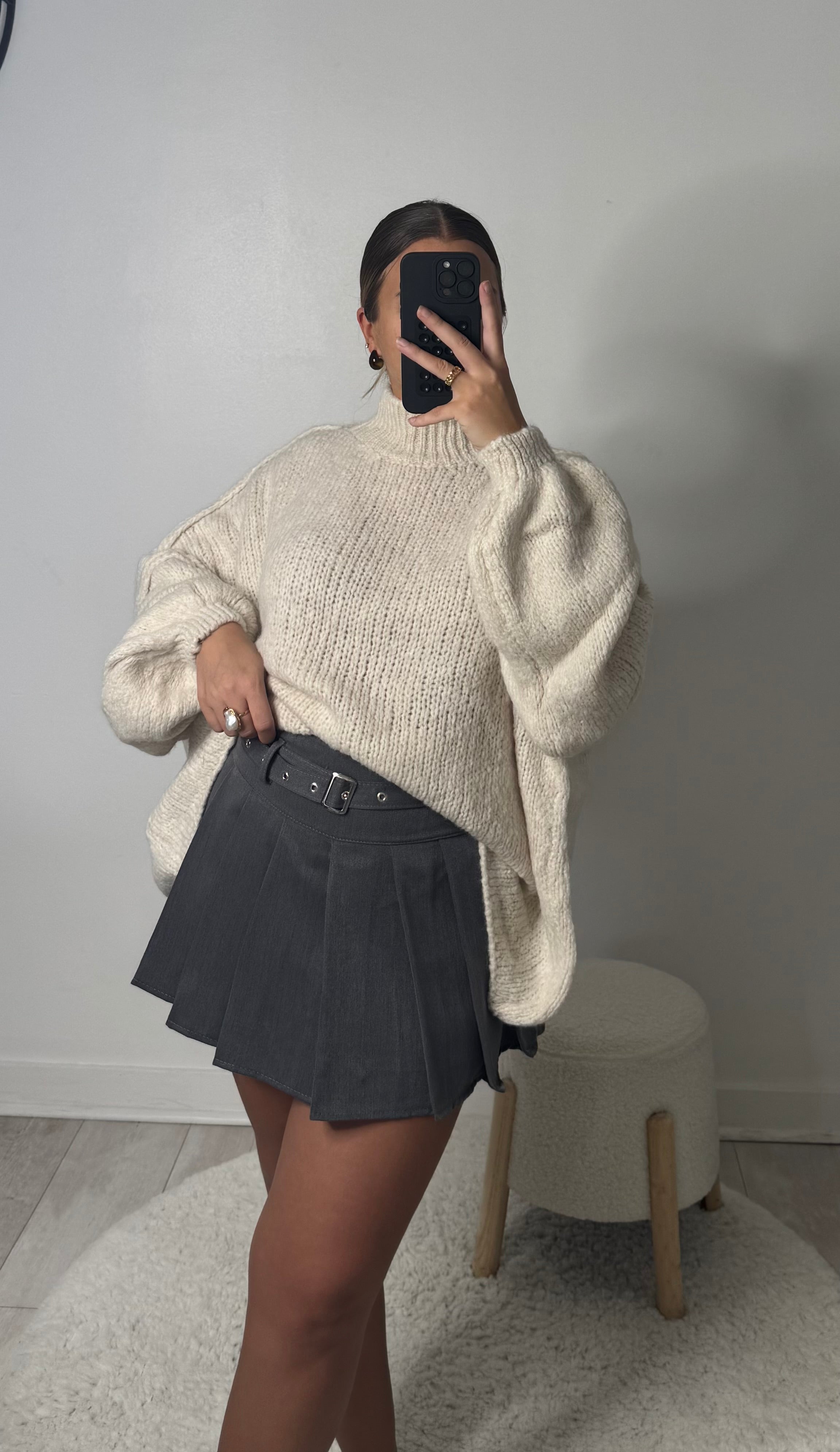 Jupe short écolière gris