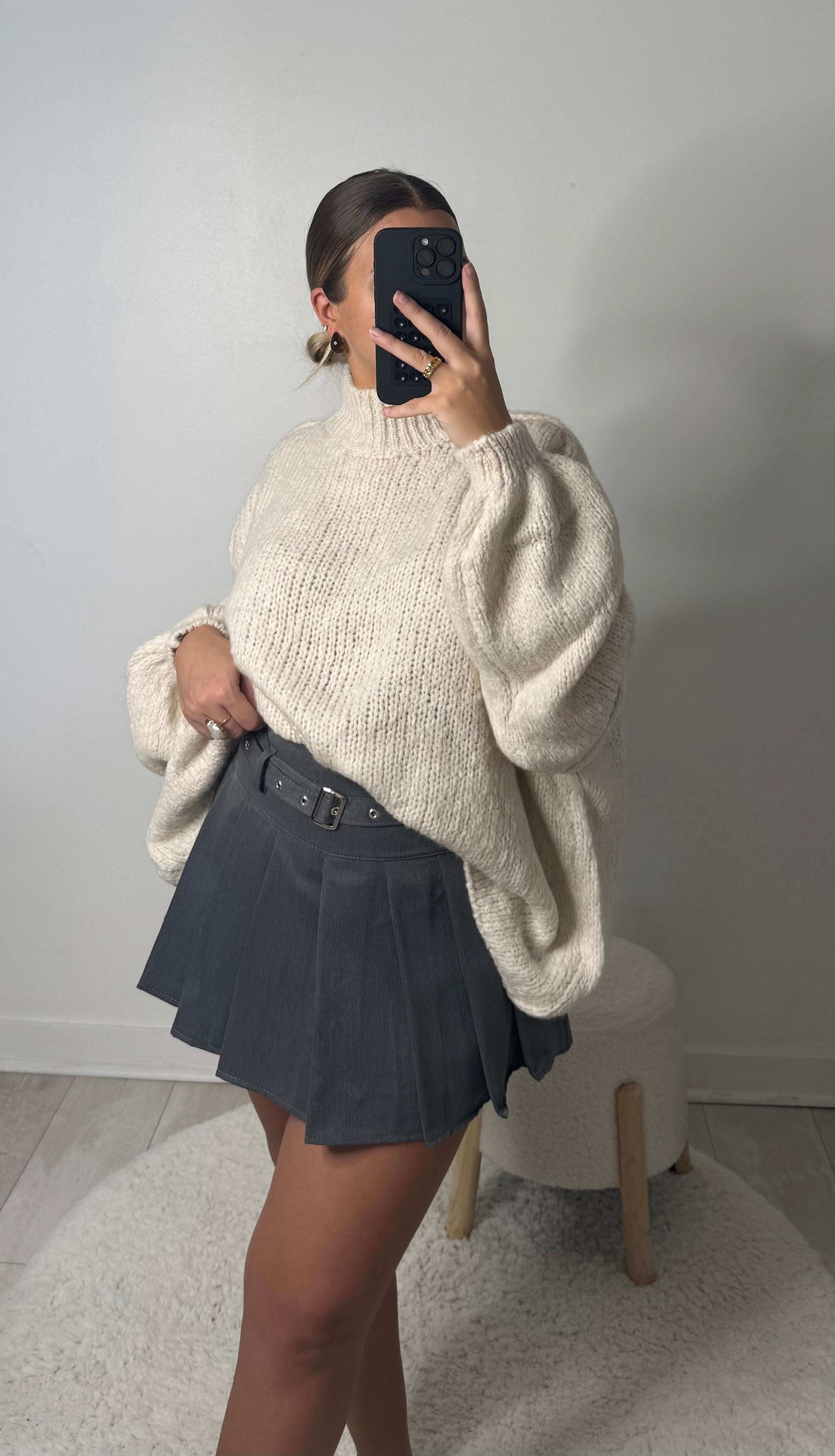 Jupe short écolière gris