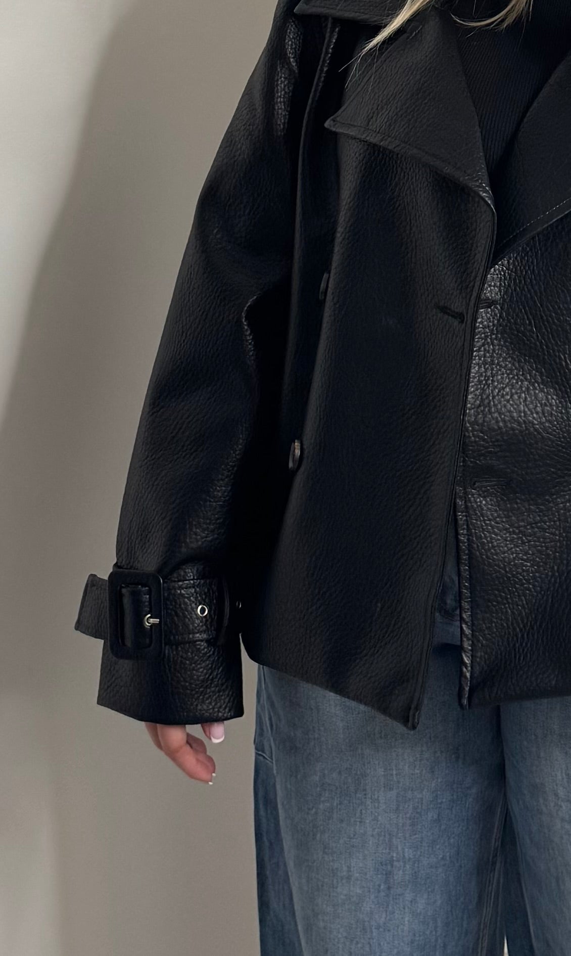 Trench simili court - noir