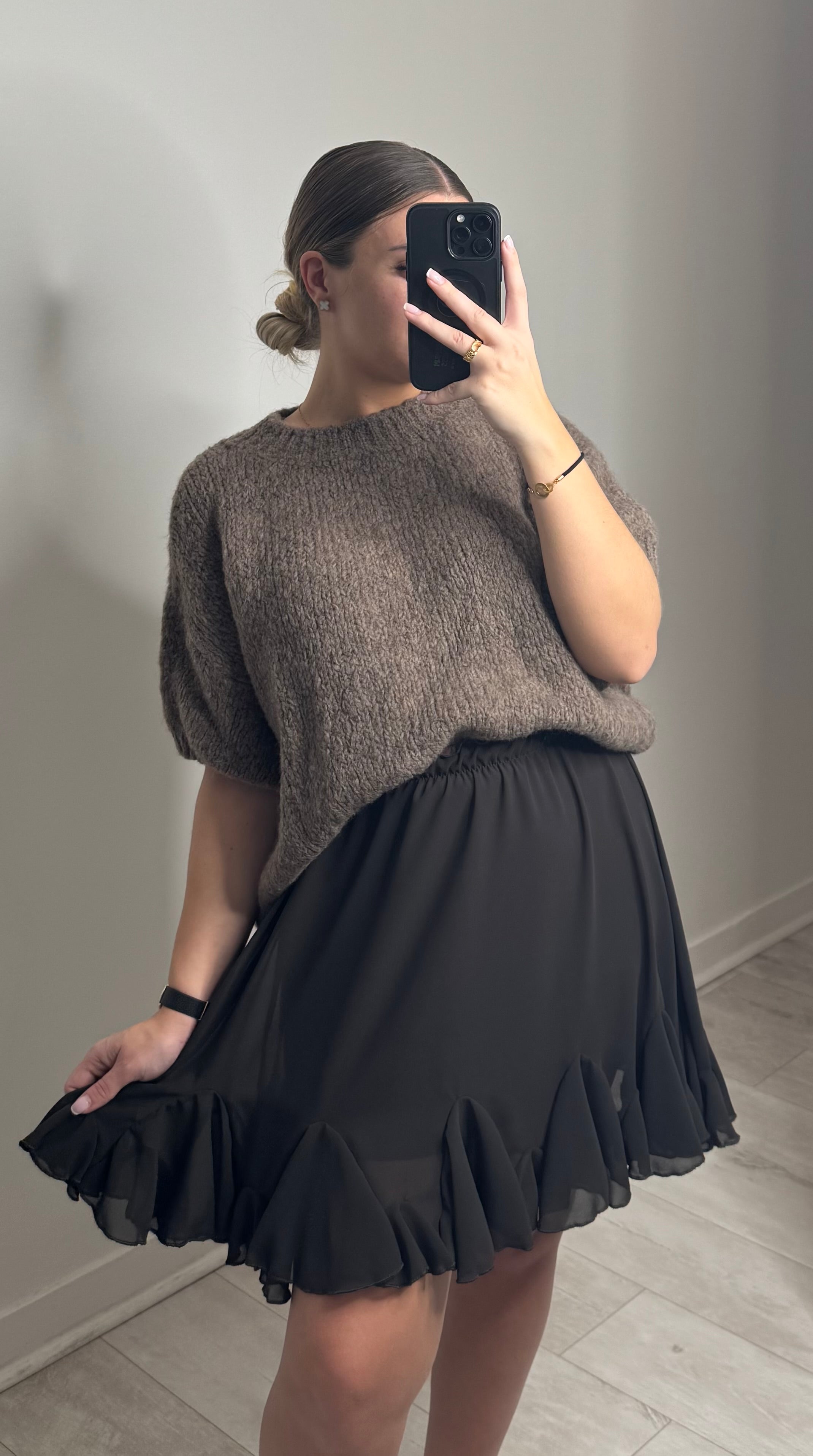 Jupe élastique - marron foncé