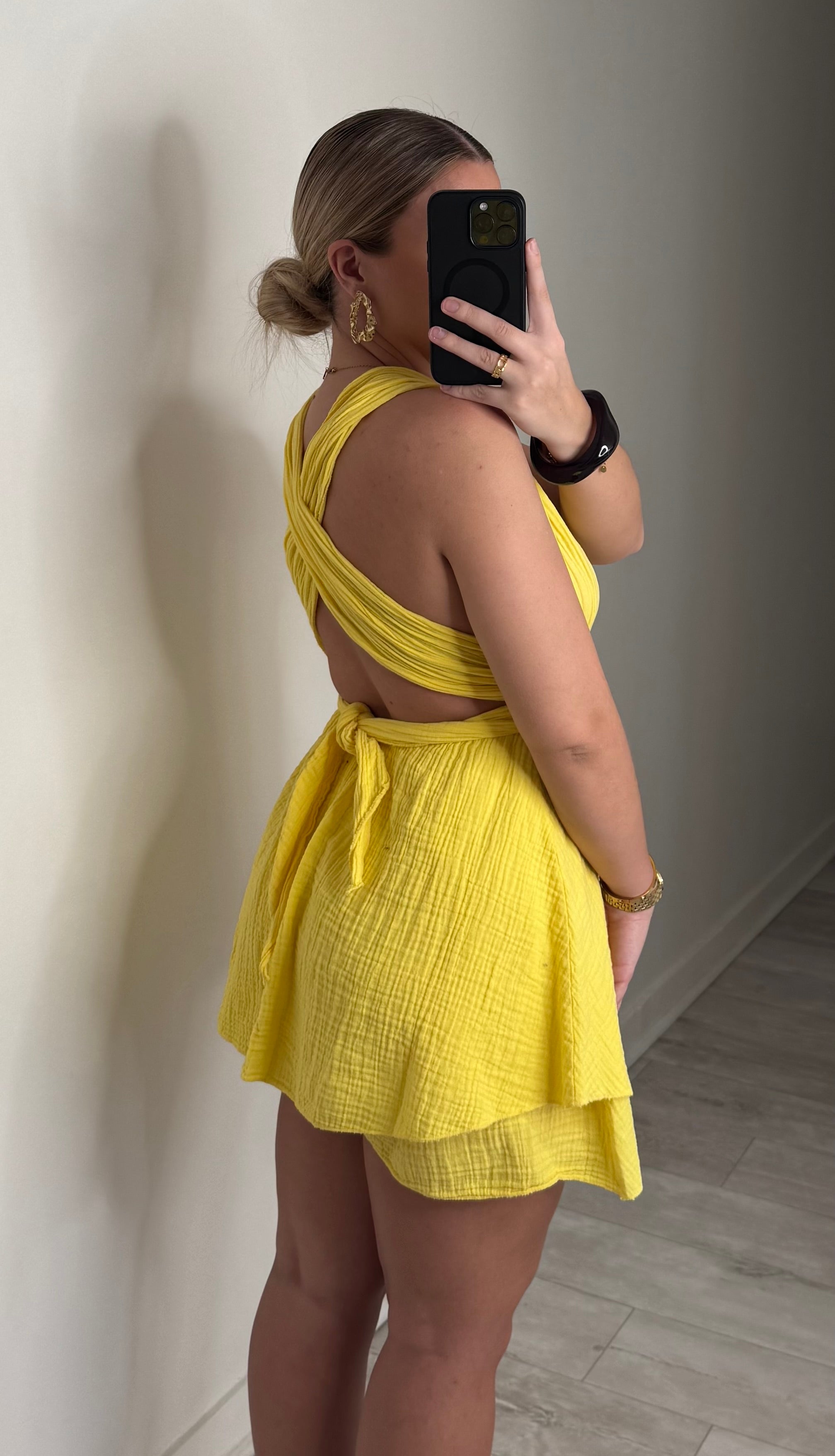 Combinaison jupe-short amovible - jaune