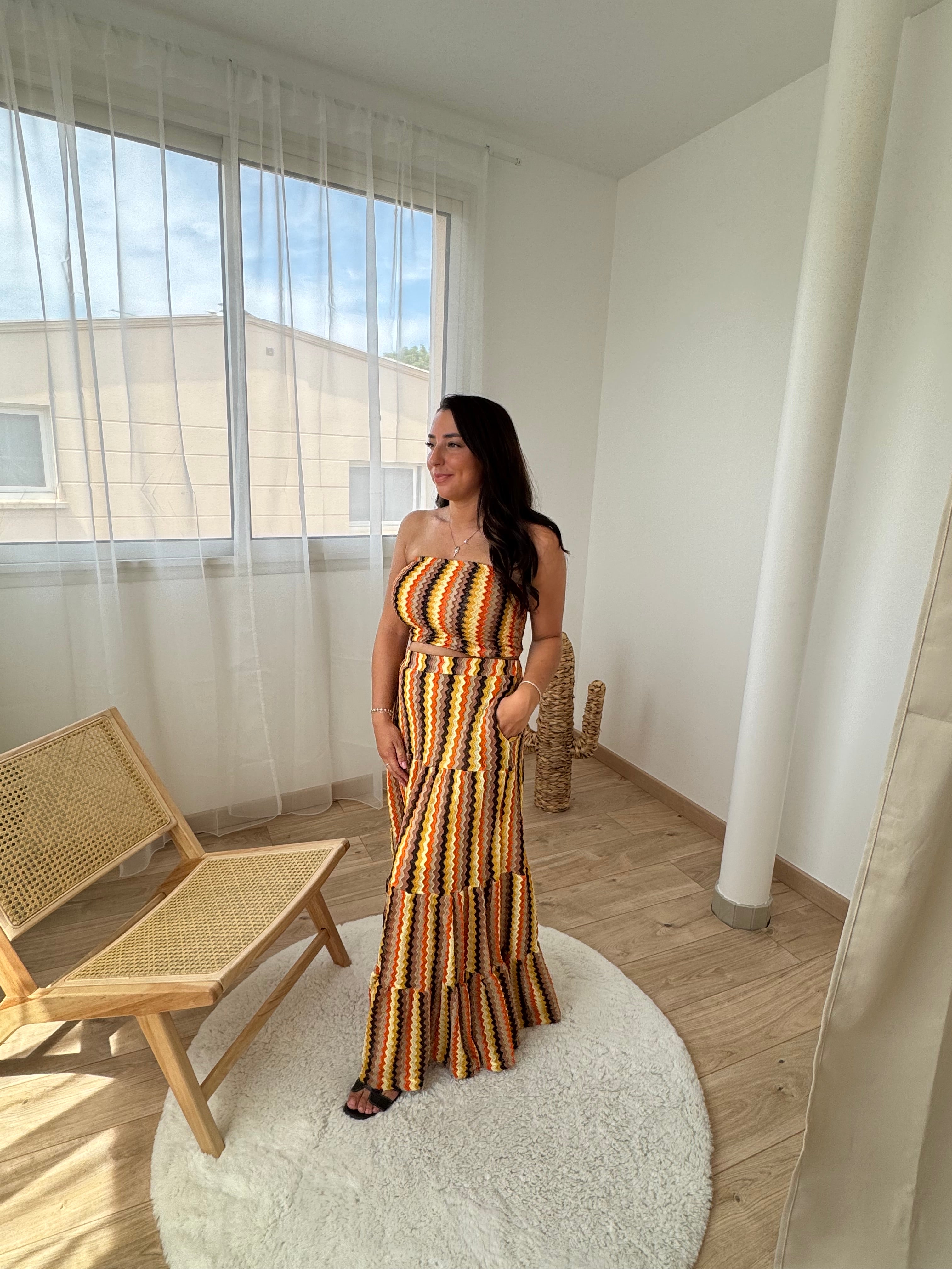 Jupe longue - multicolore (marron)