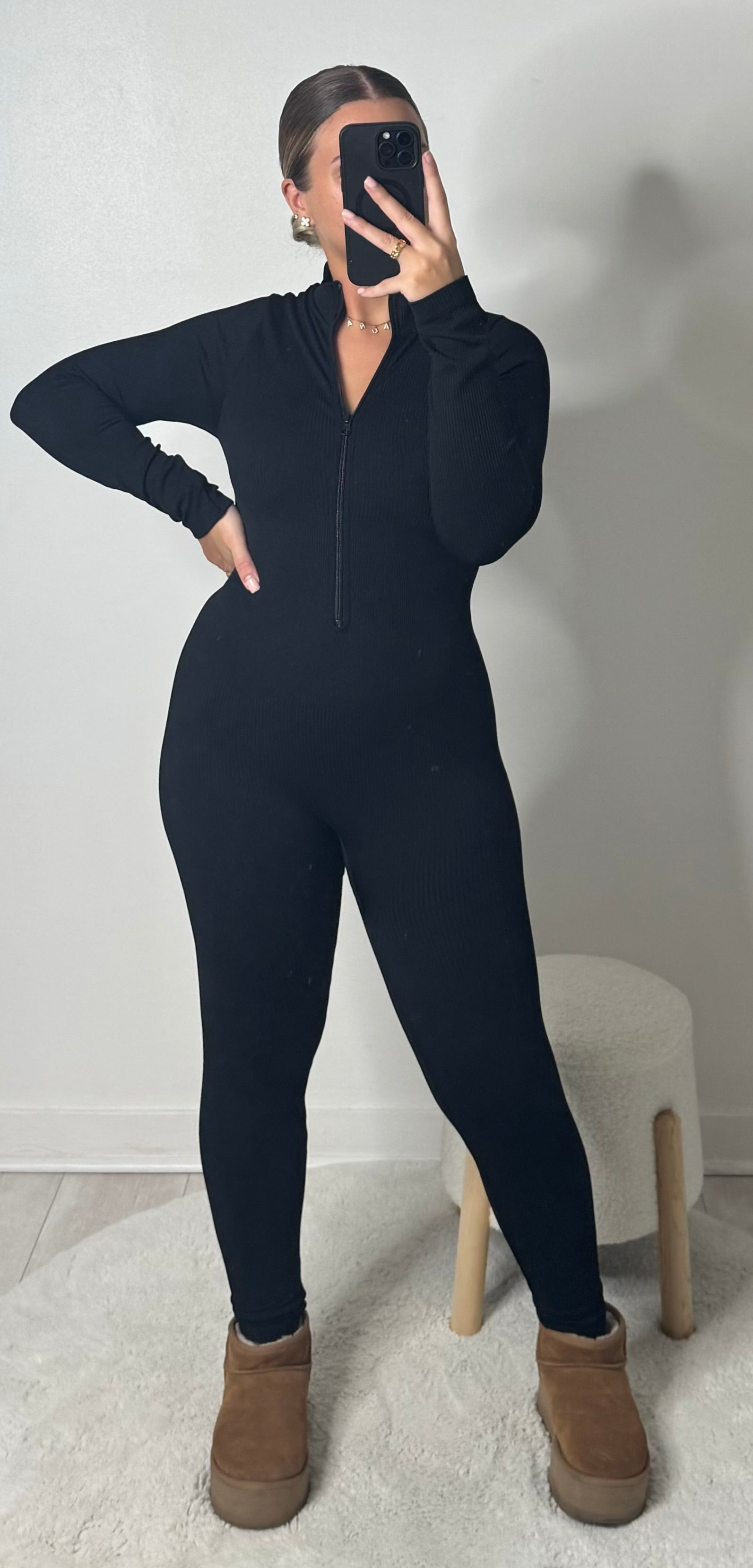 Combinaison côtelé noir