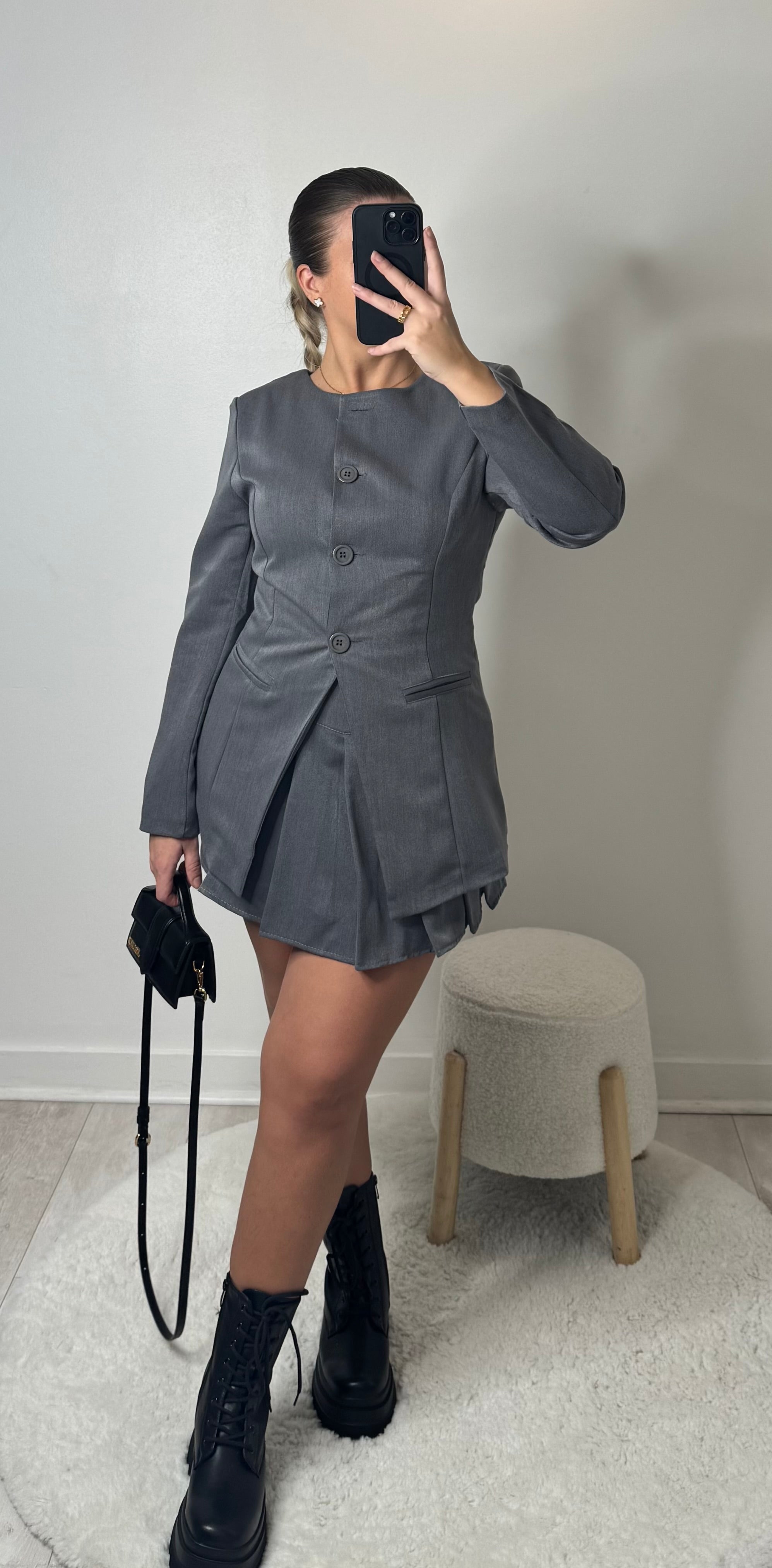 Blazer cintré ouvert gris