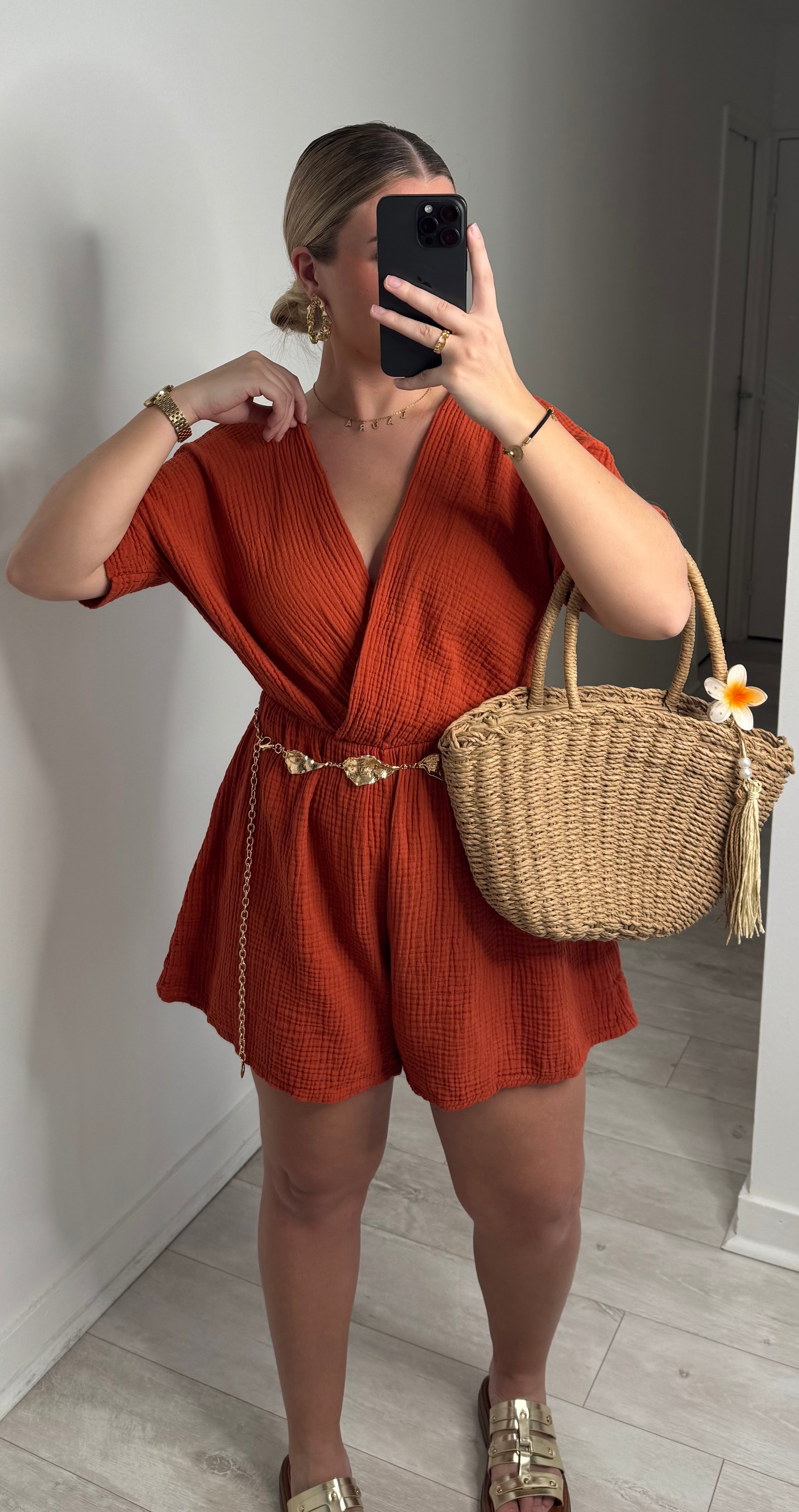 Combinaison short - terracotta