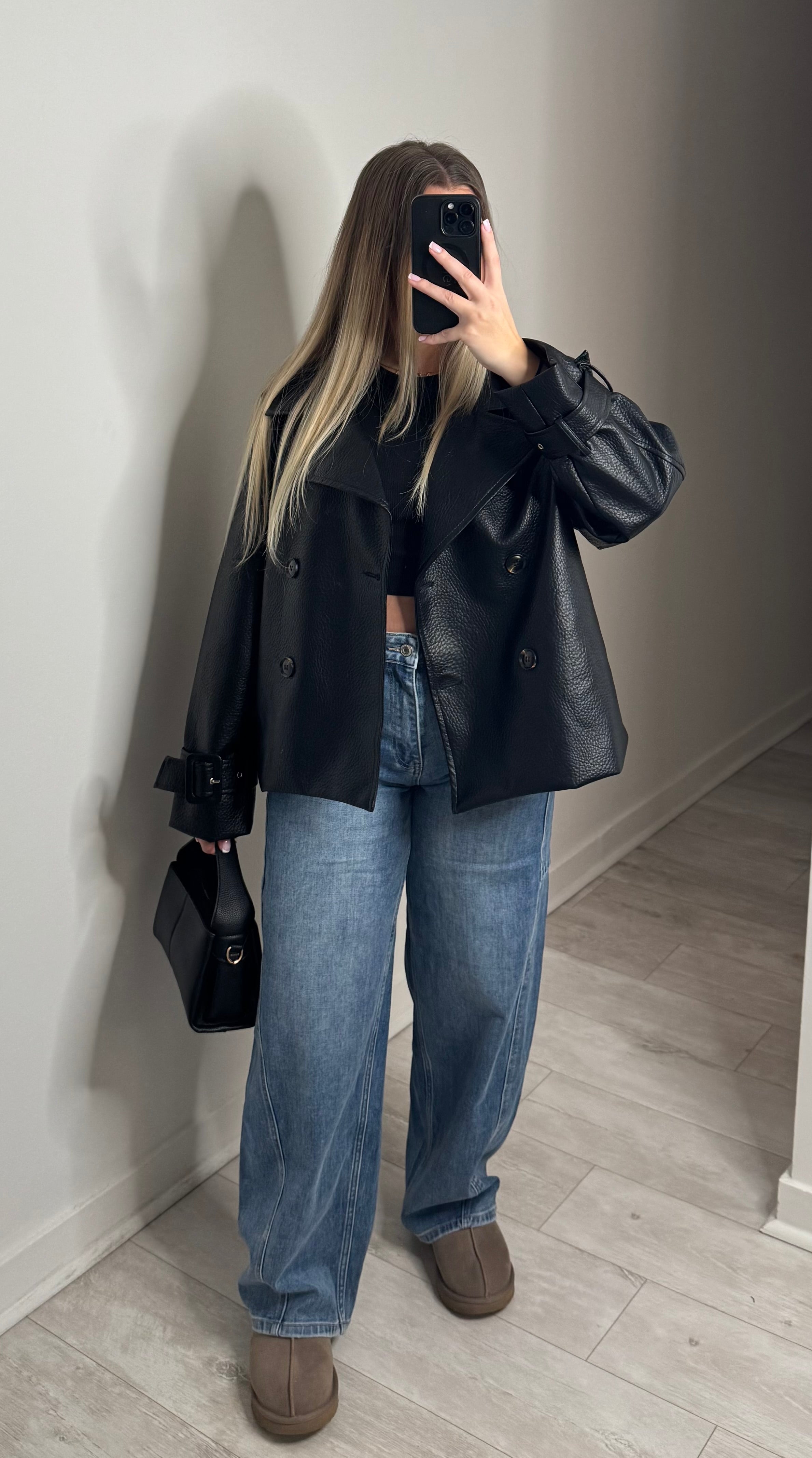 Trench simili court - noir