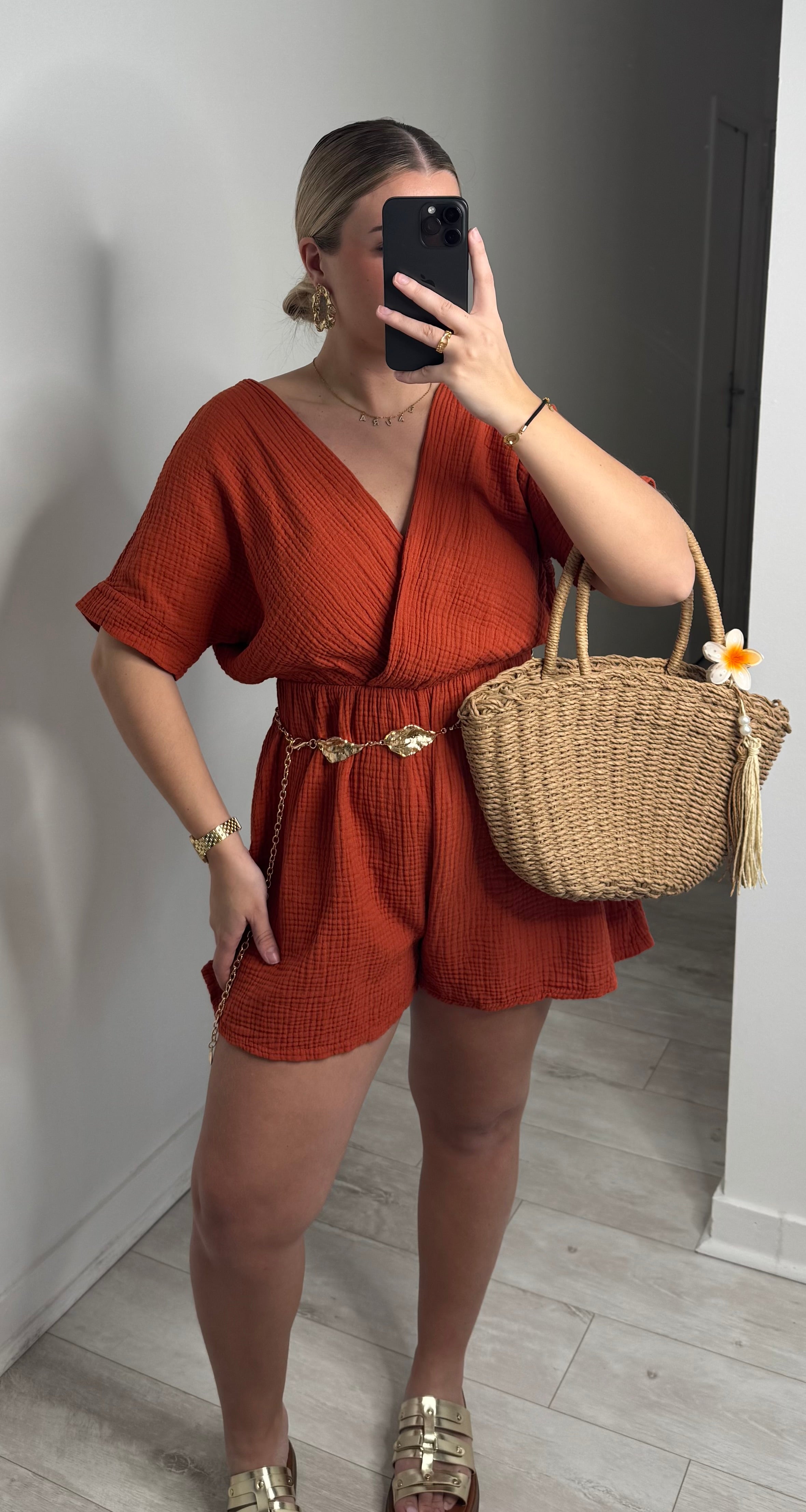 Combinaison short - terracotta