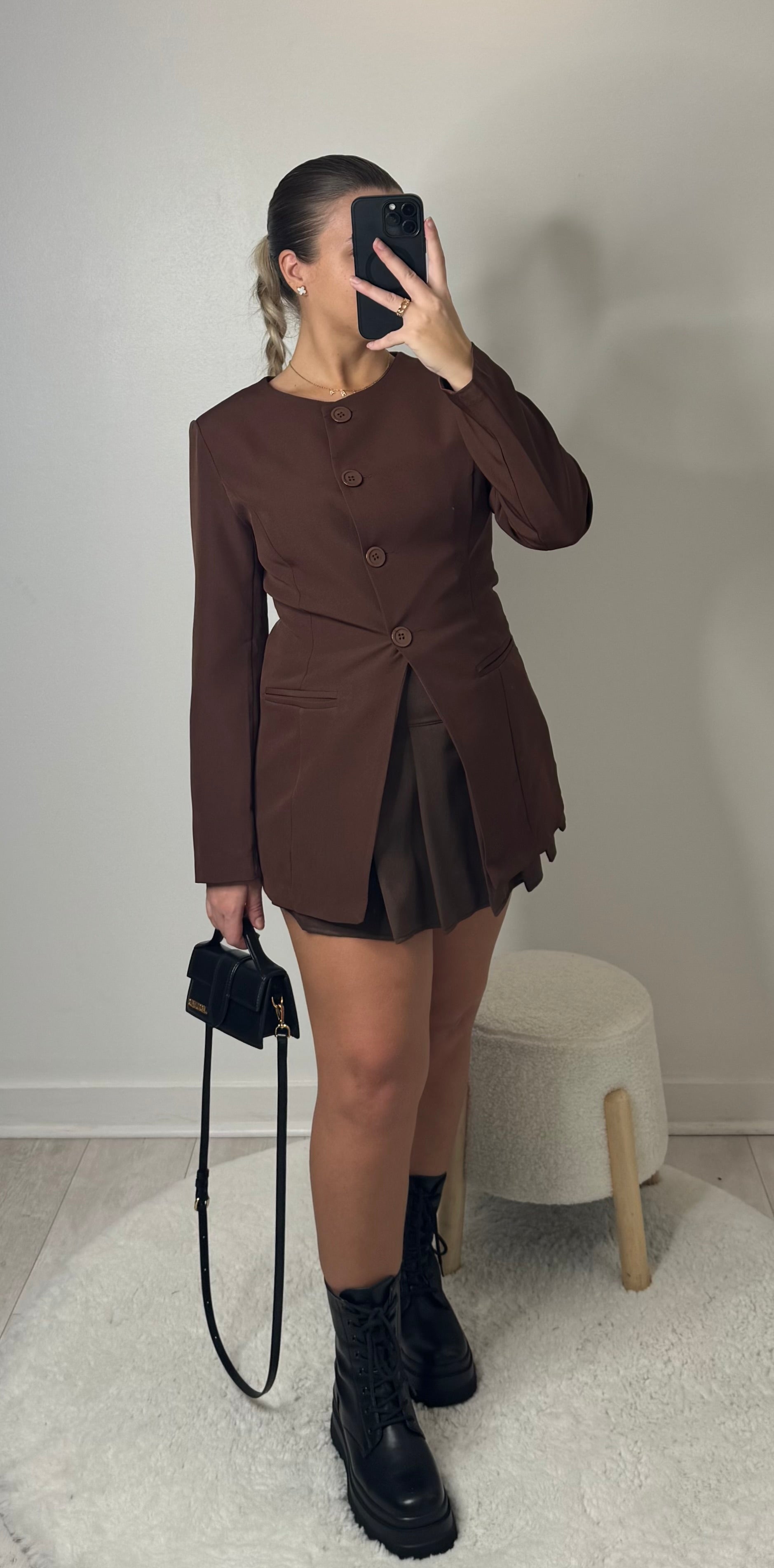 Blazer cintré ouvert marron