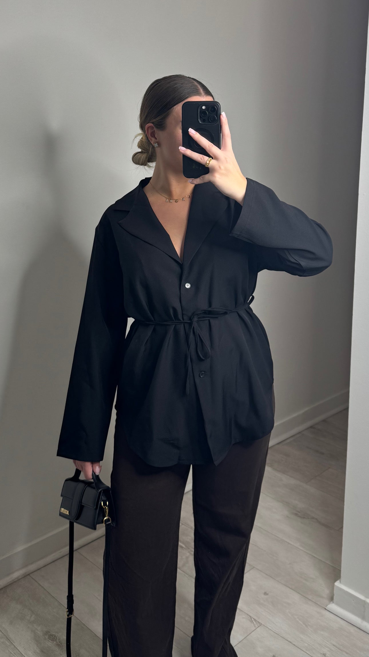 Chemisier à lacet - noir