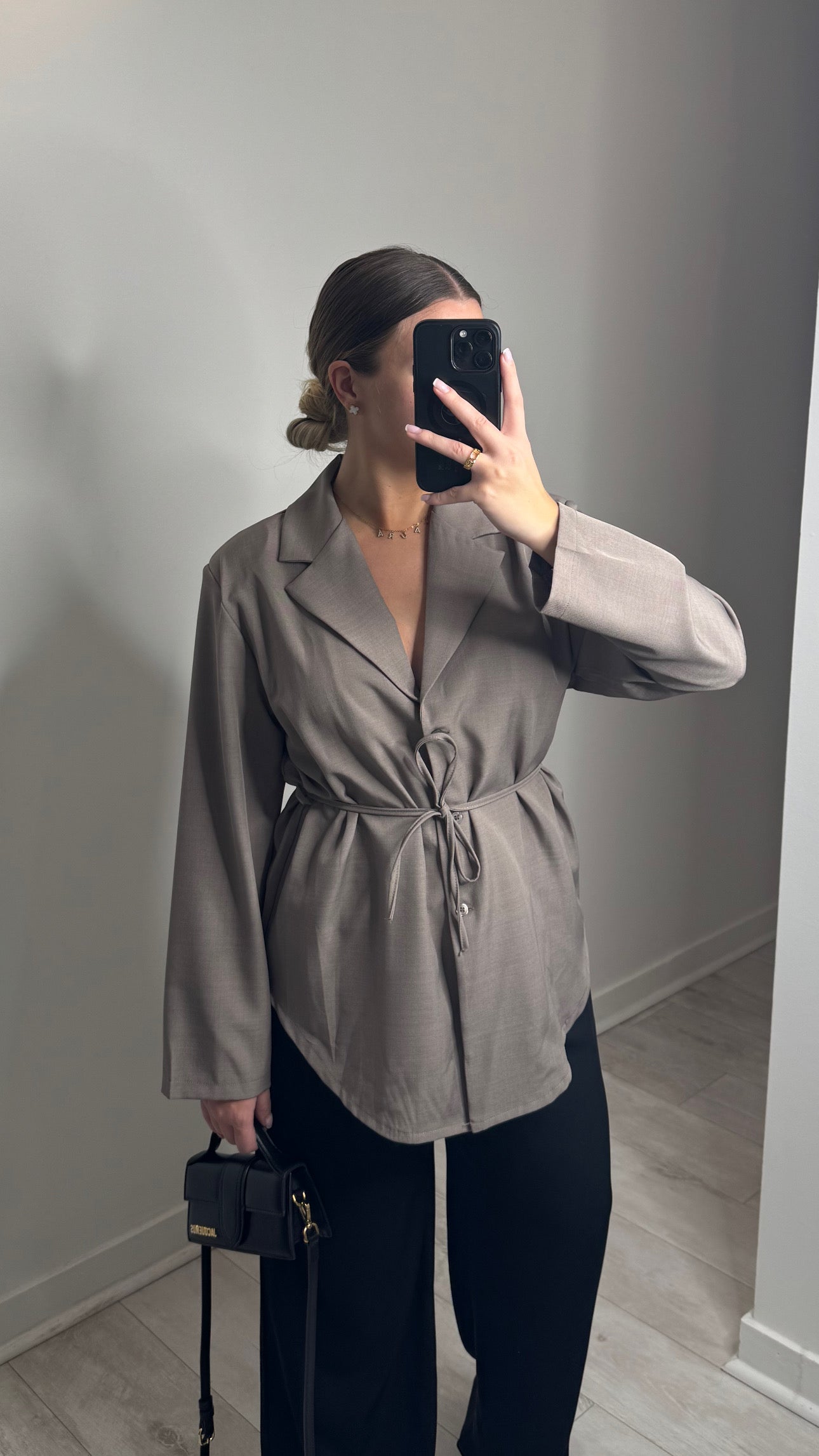 Chemisier à lacet - taupe