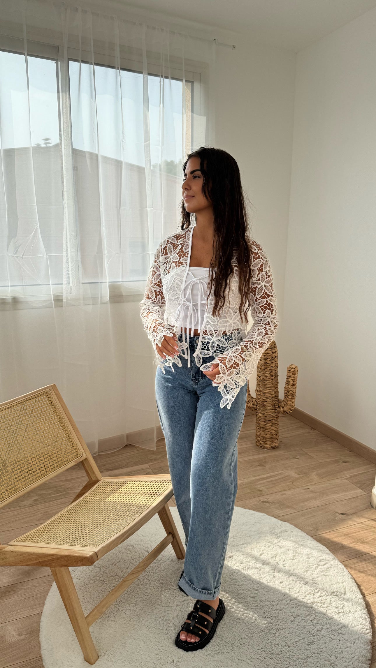 Gilet fleur + bandeau blanc