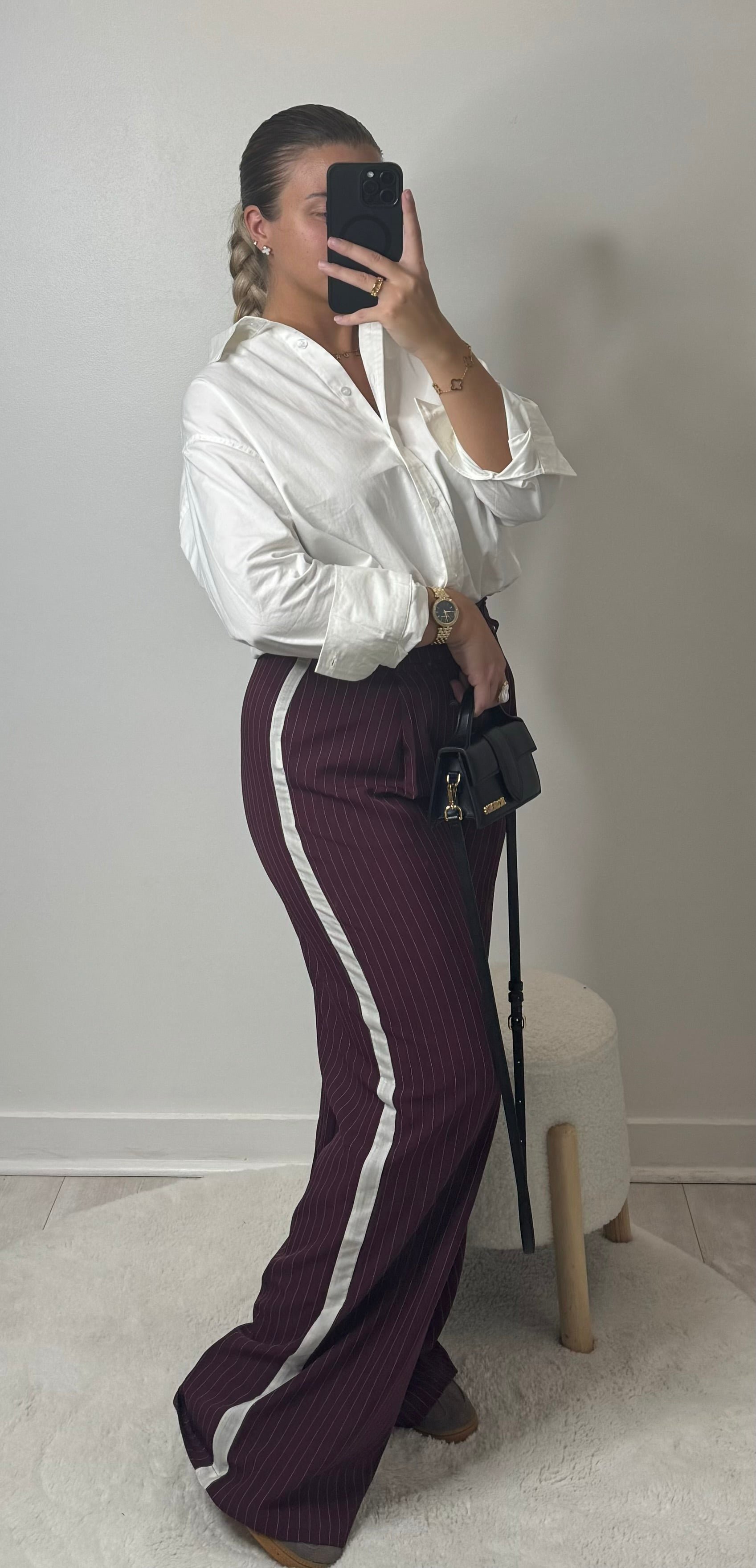 Pantalon rayé bordeaux