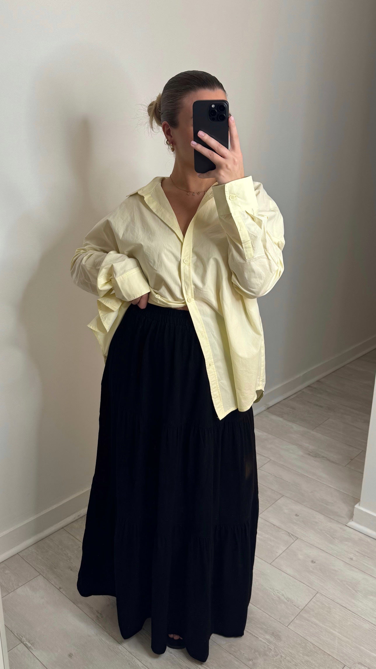 Jupe longue en lin - noir