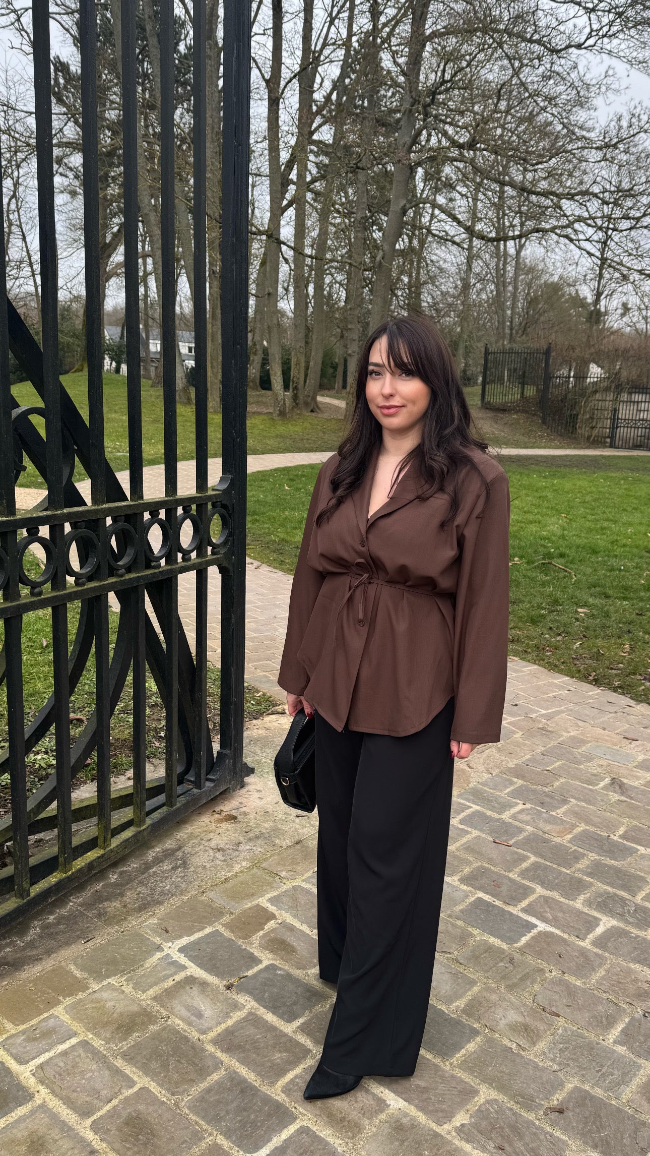 Chemisier à lacet - marron