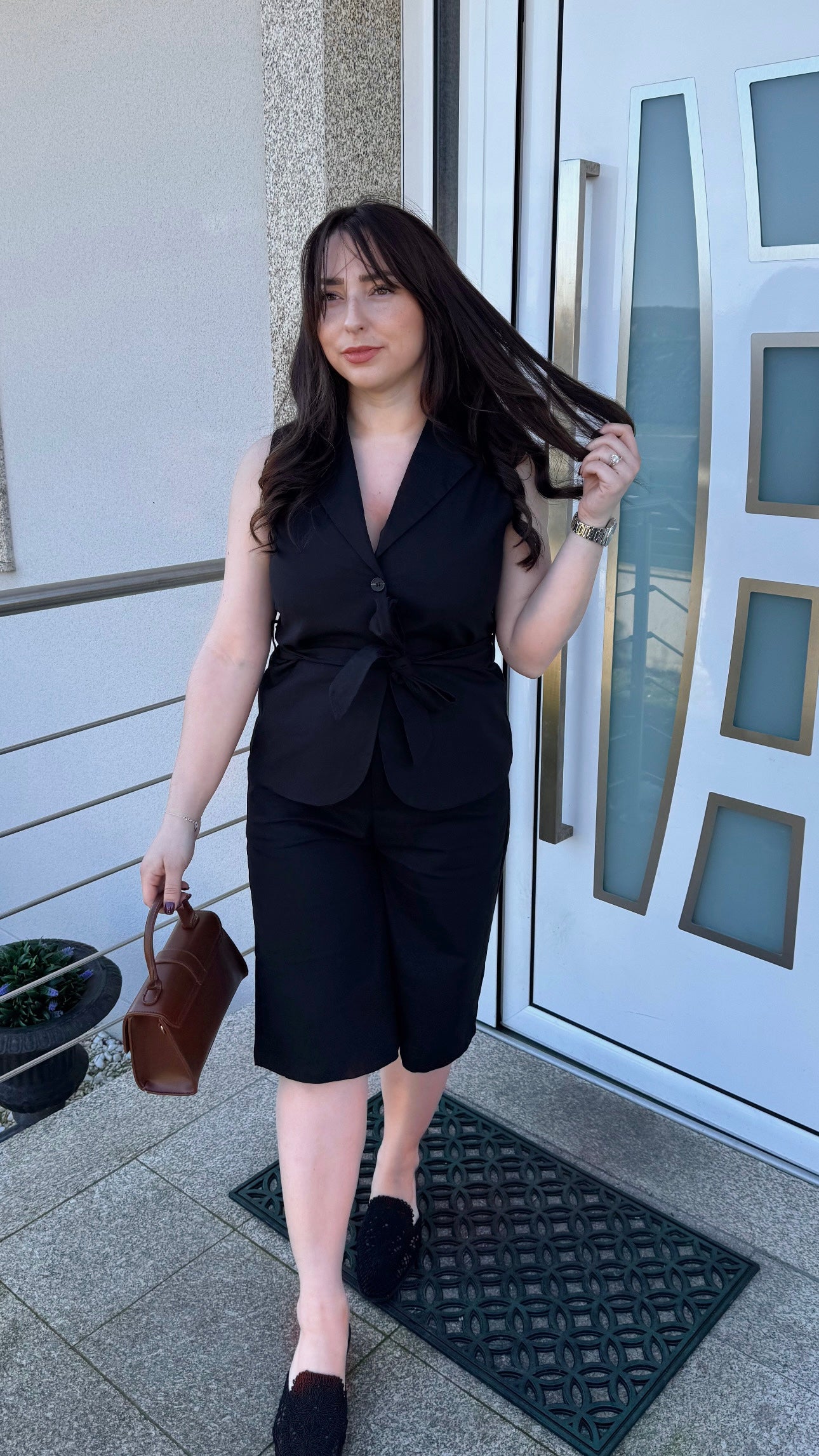 Ensemble en Lin bermuda - noir