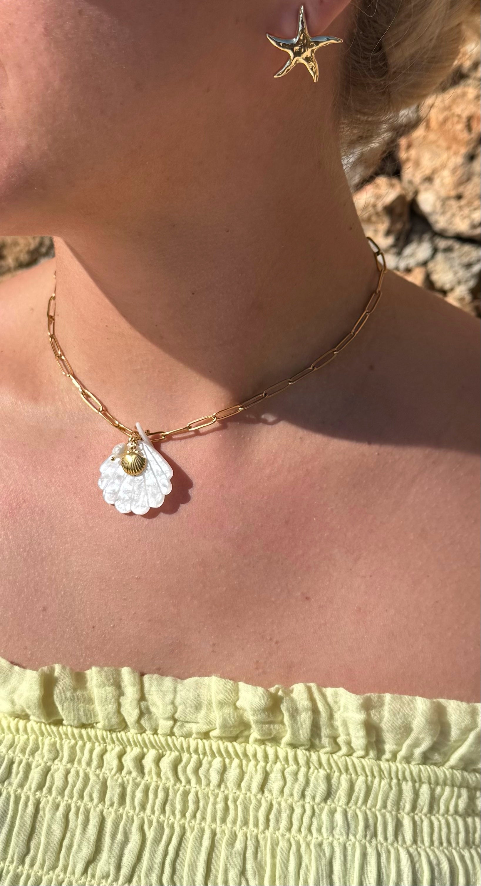 Collier coquillage - blanc