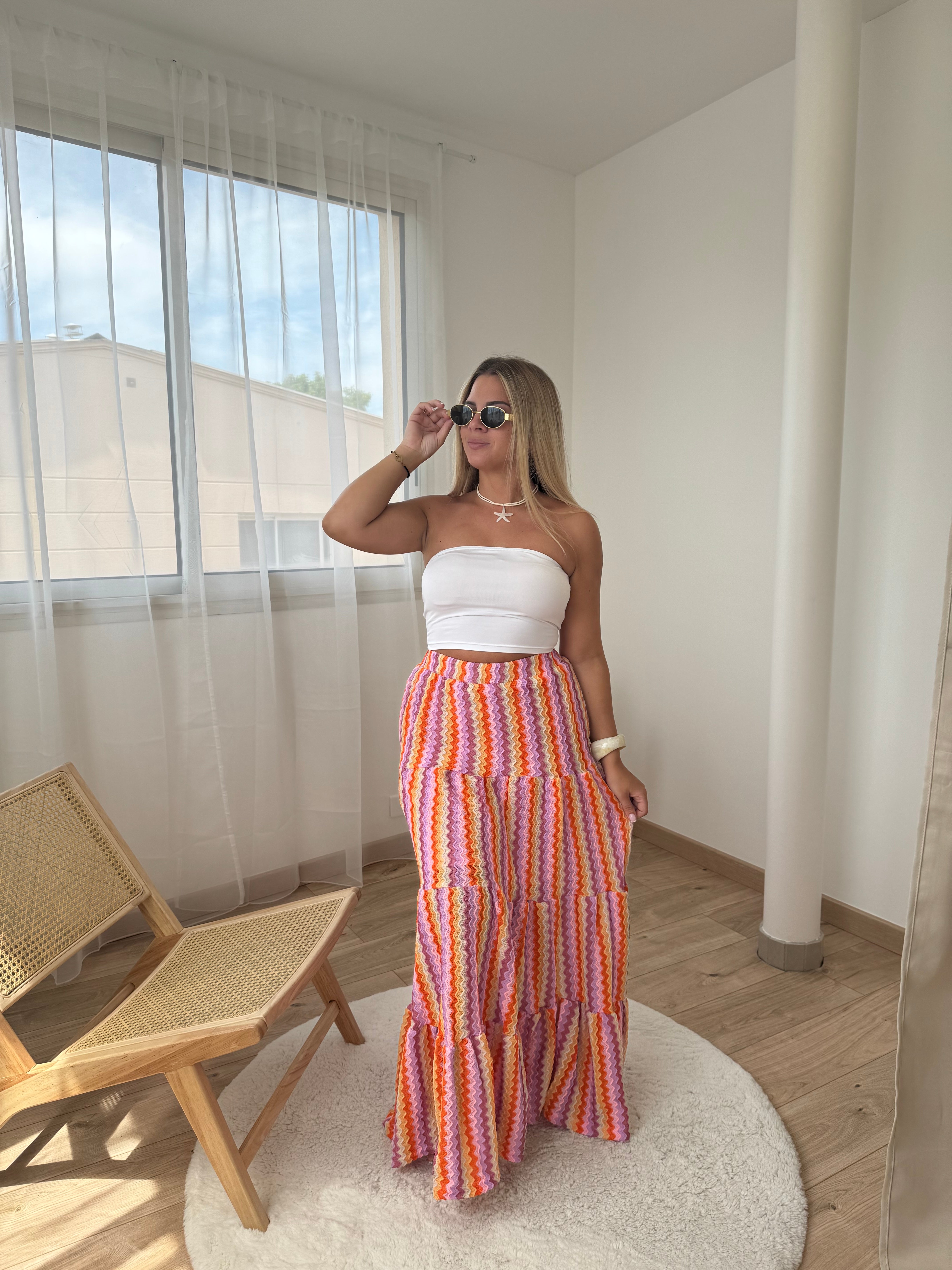 Jupe longue - multicolore (rose)