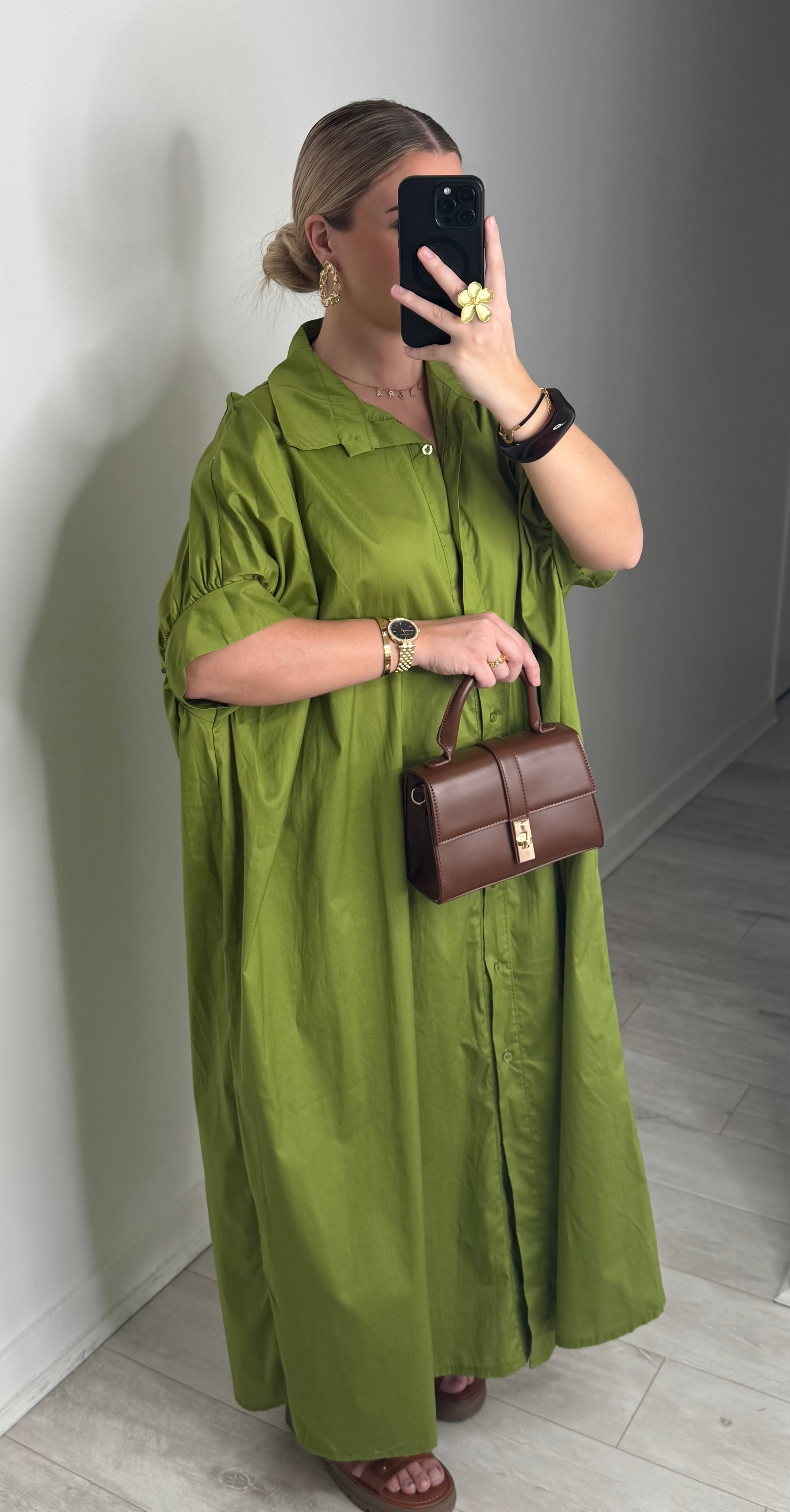 Robe chemise oversize - vert