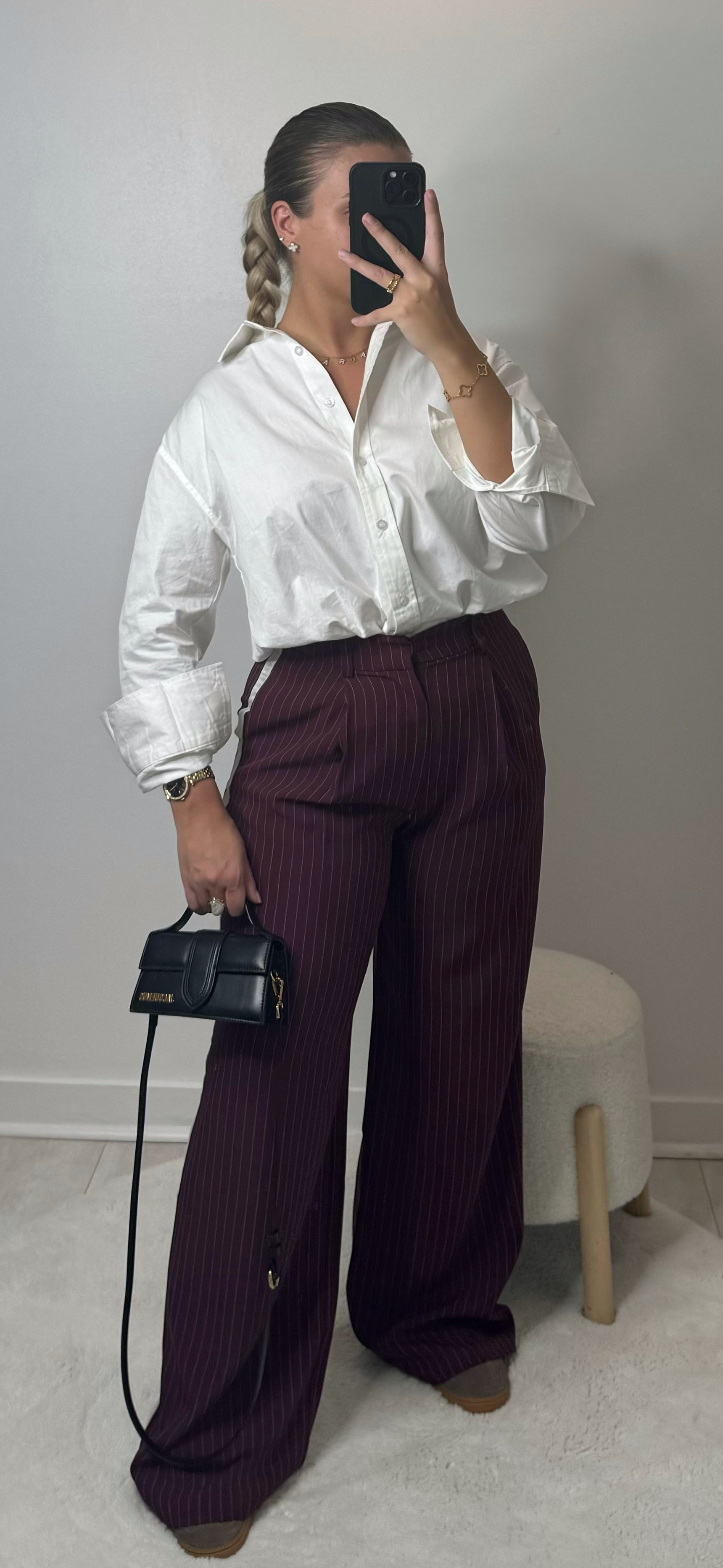 Pantalon rayé bordeaux