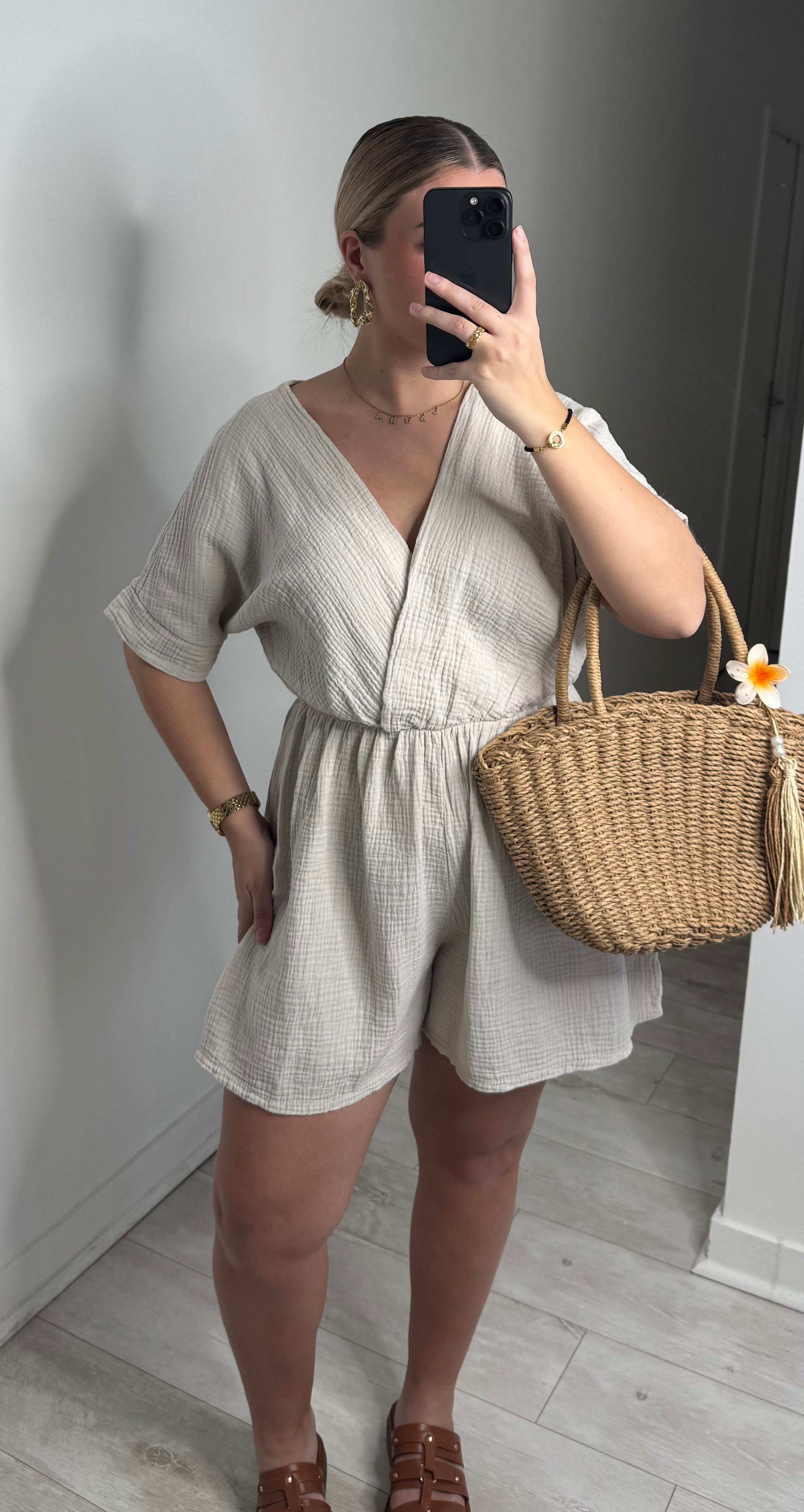 Combinaison short - beige