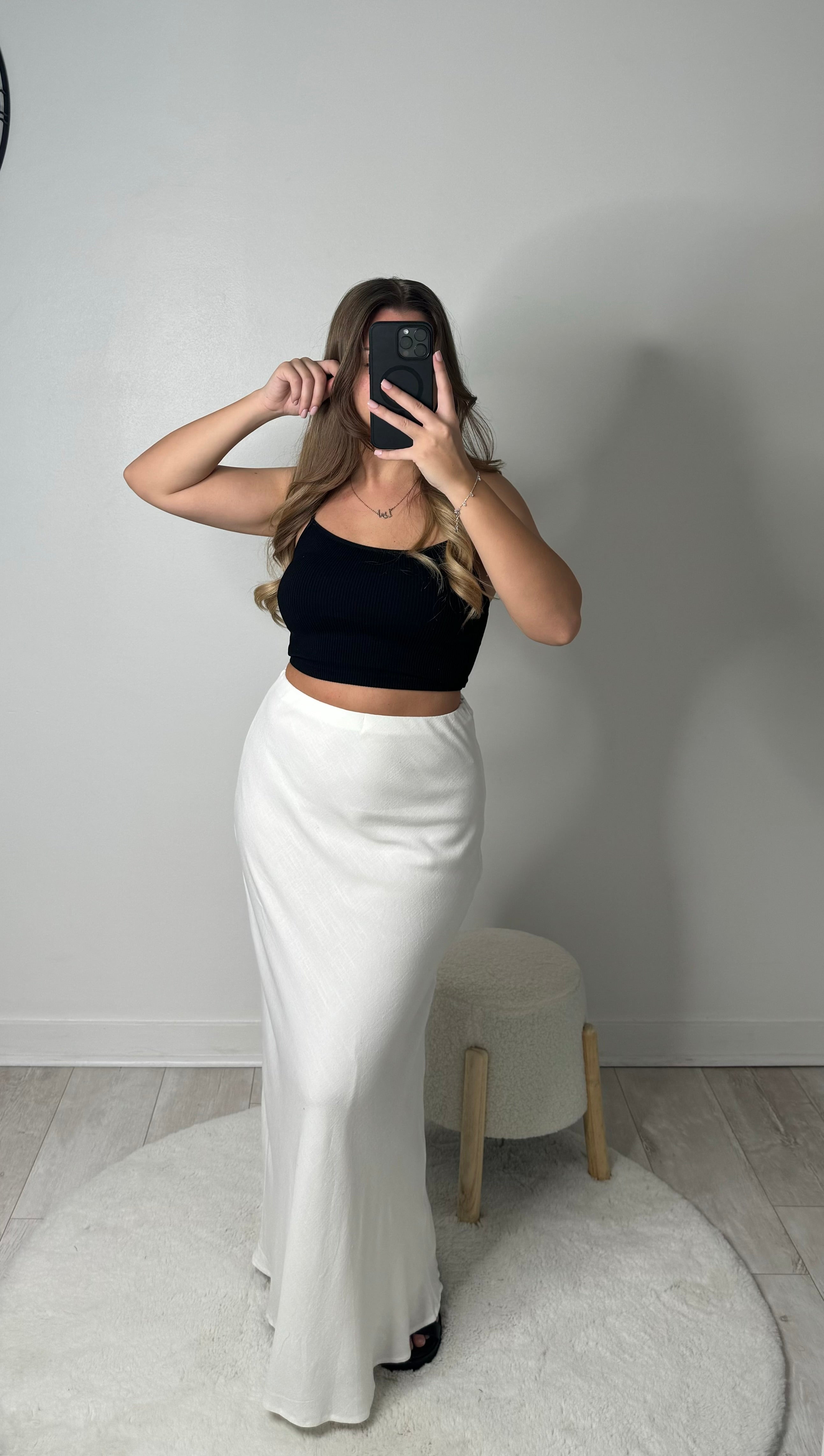 Jupe longue en lin blanc