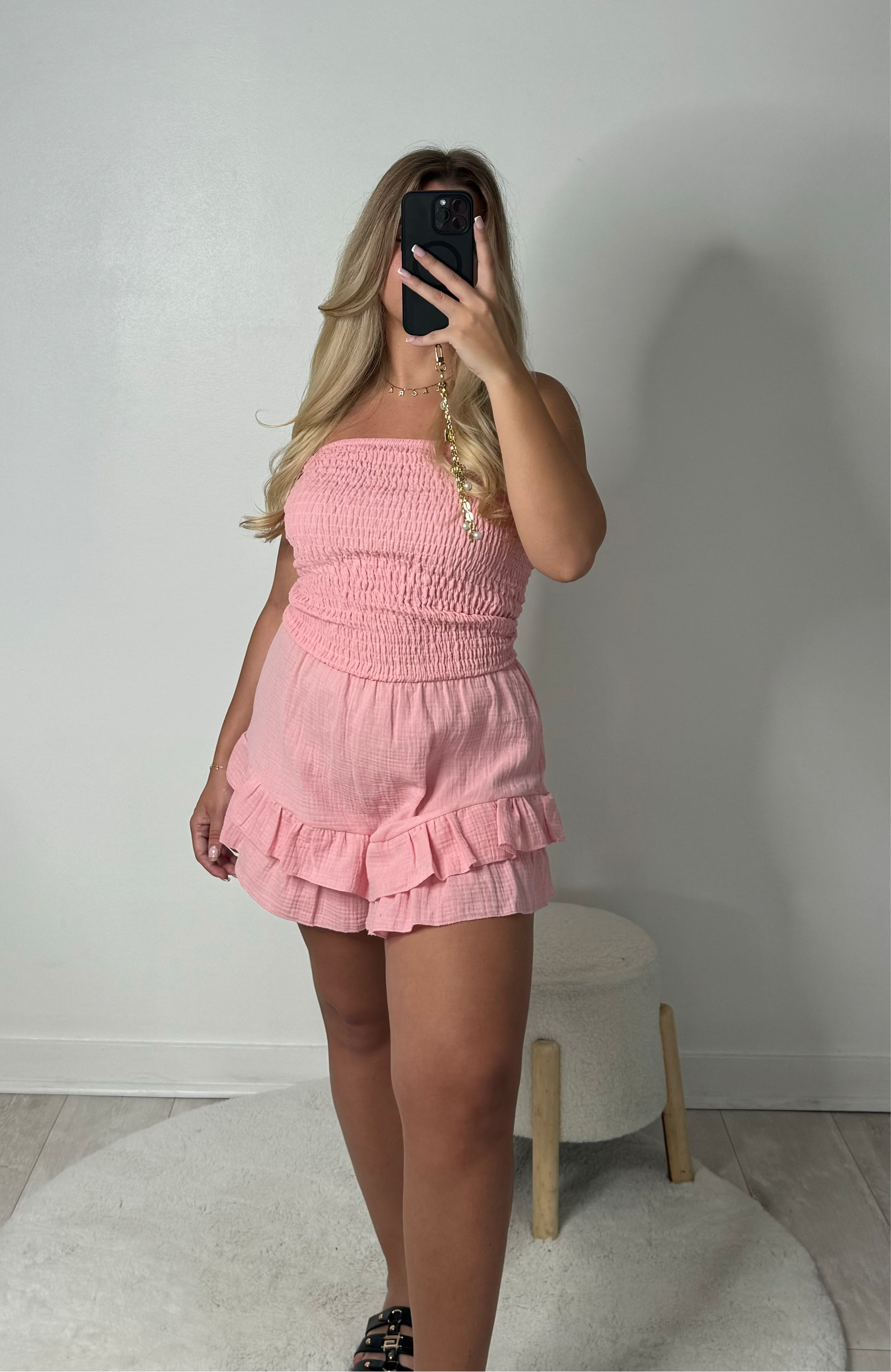 Combi-short bustier rose