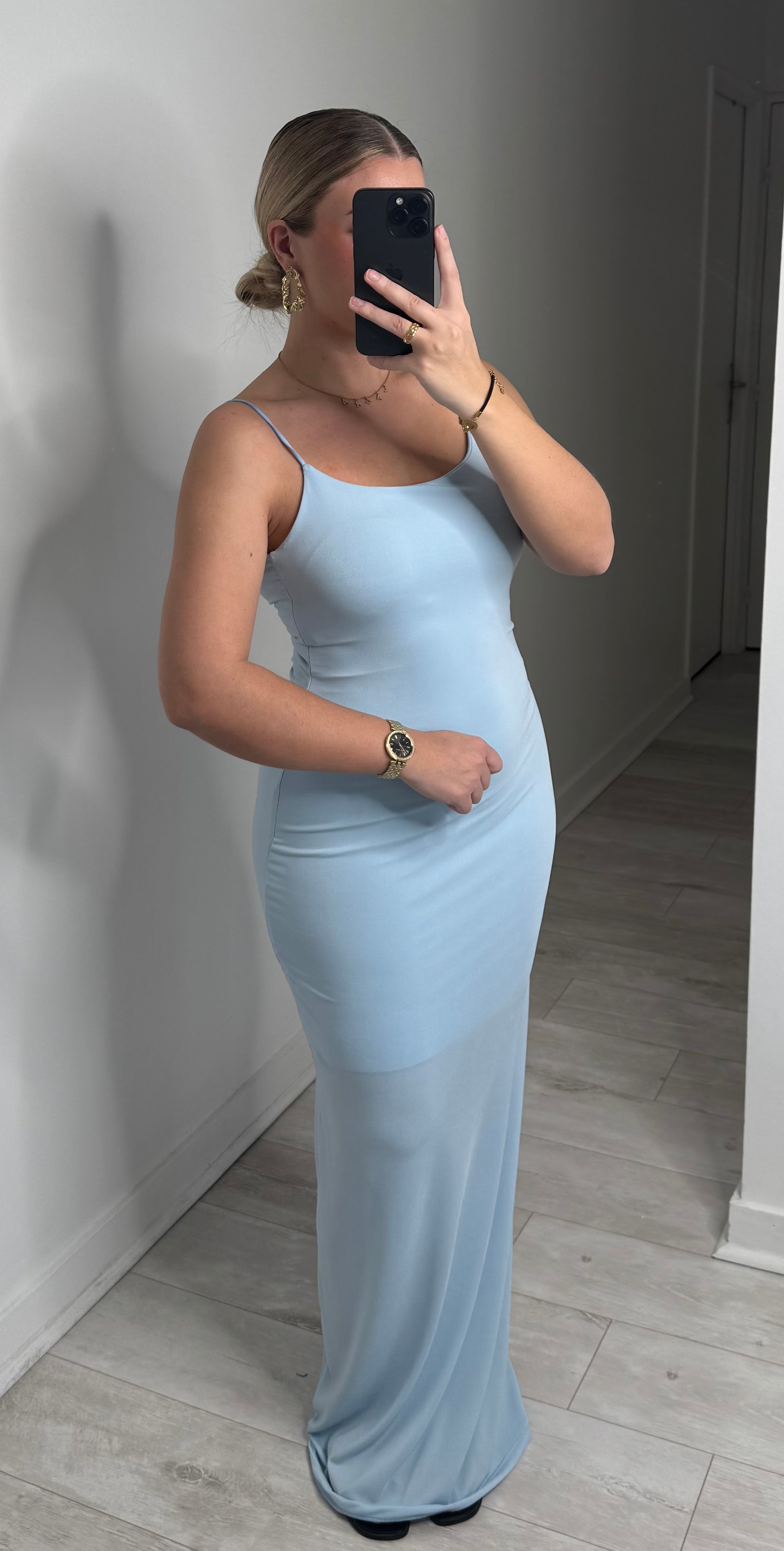 Robe basic à bretelles - bleu