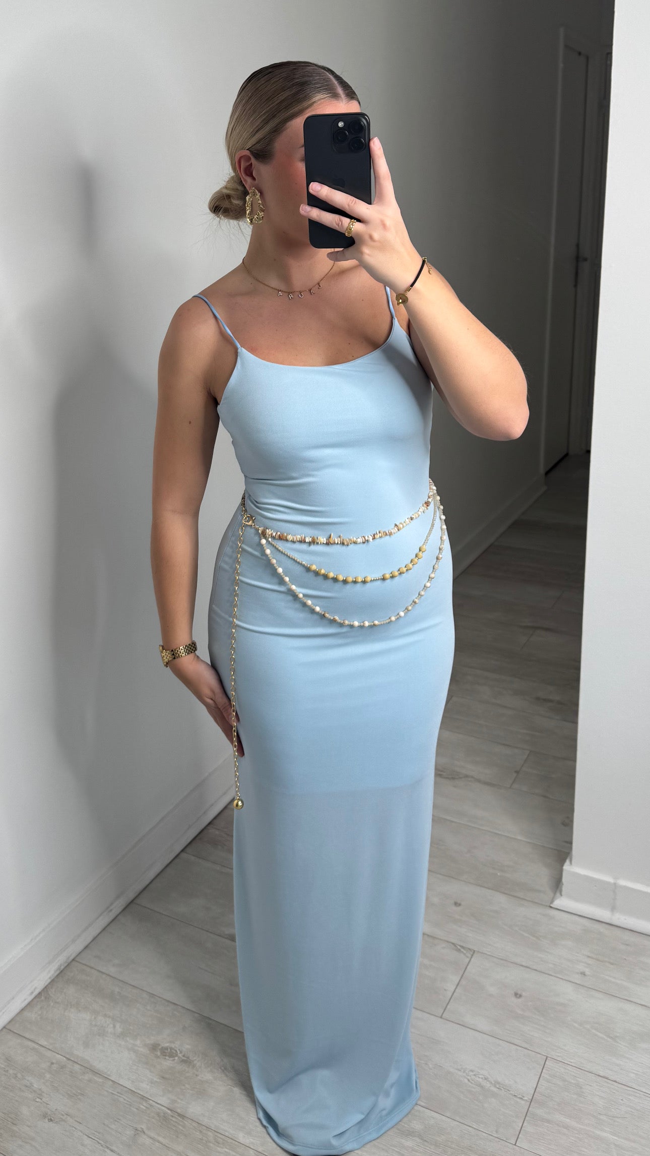 Robe basic à bretelles - bleu