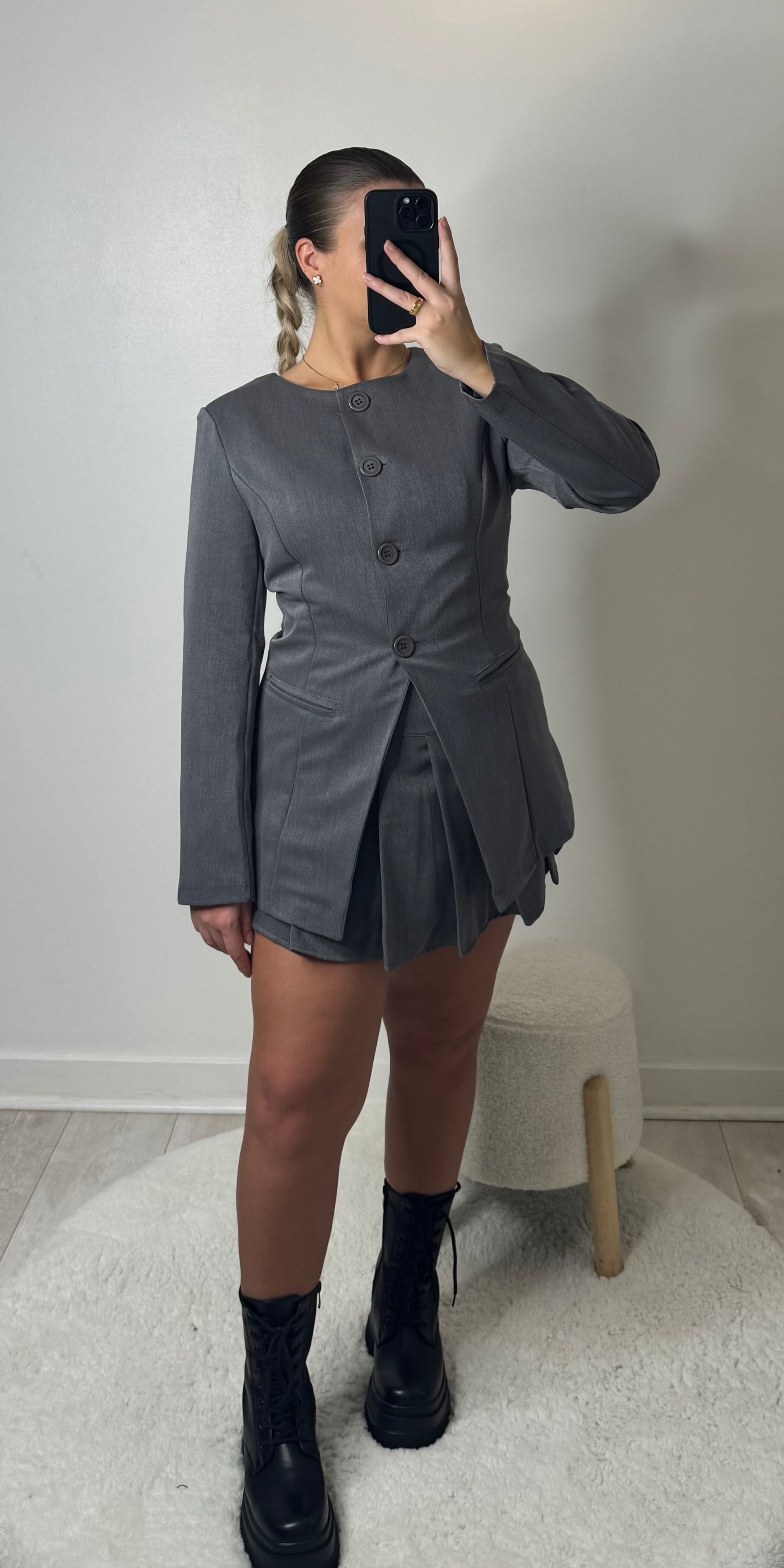Blazer cintré ouvert gris