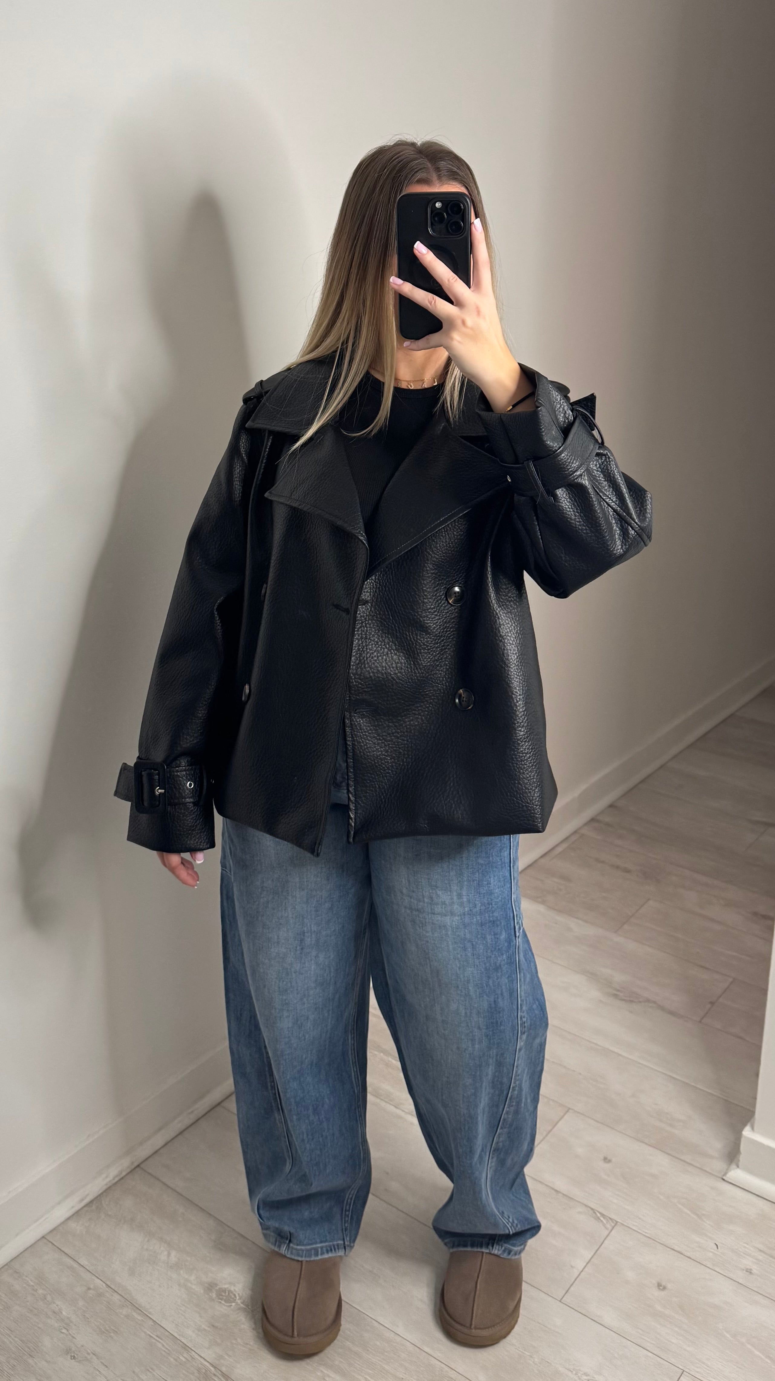 Trench simili court - noir