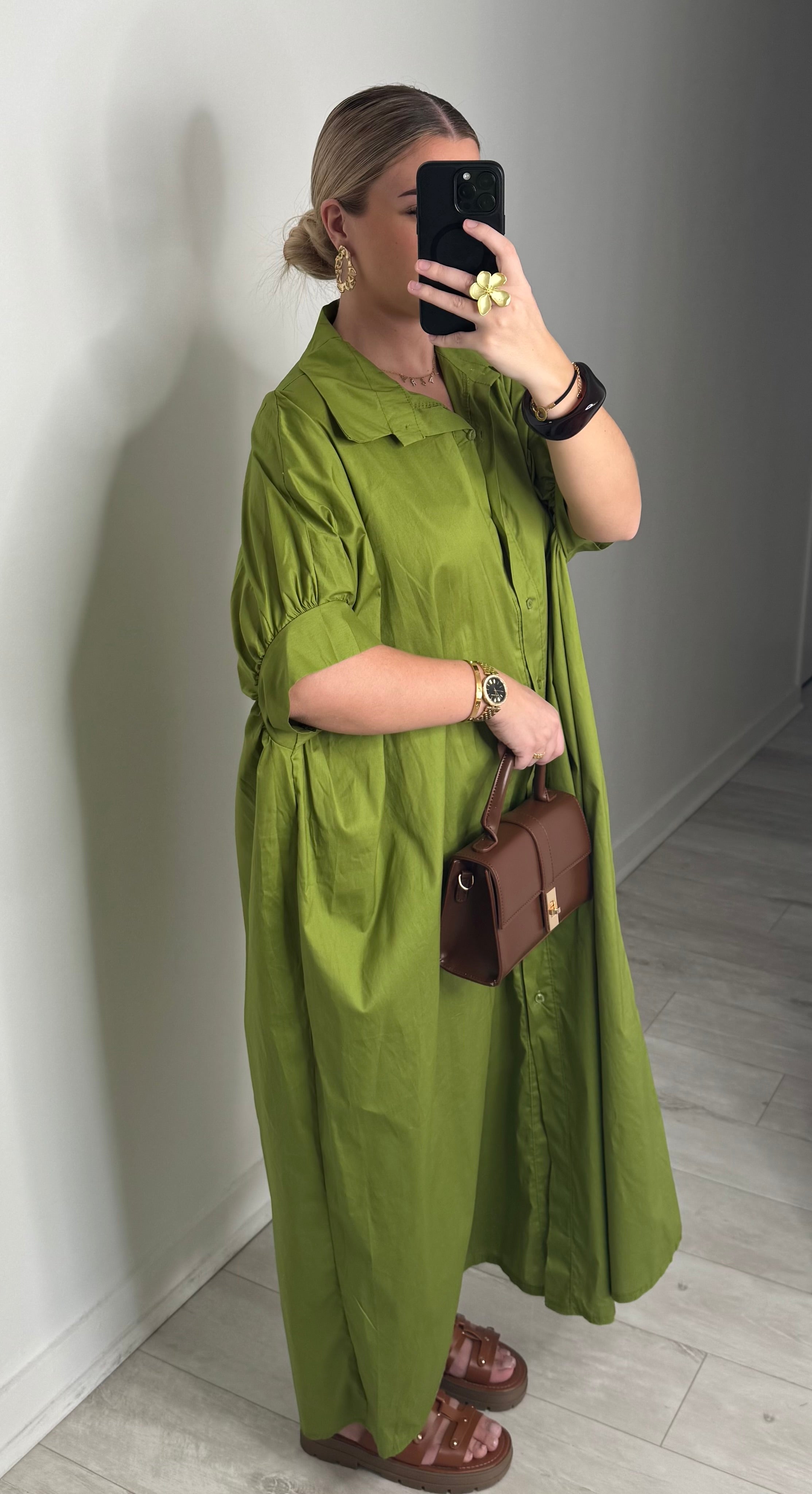 Robe chemise oversize - vert