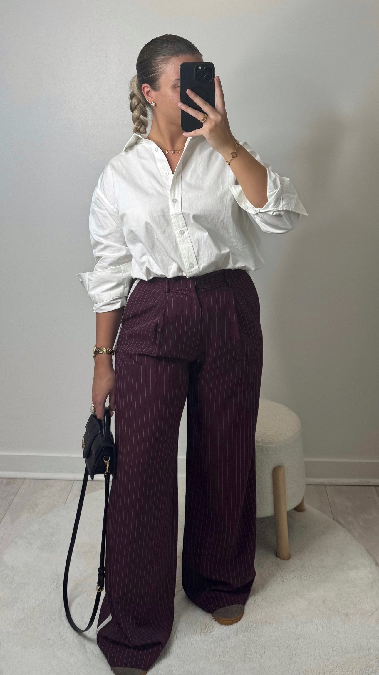 Pantalon rayé bordeaux