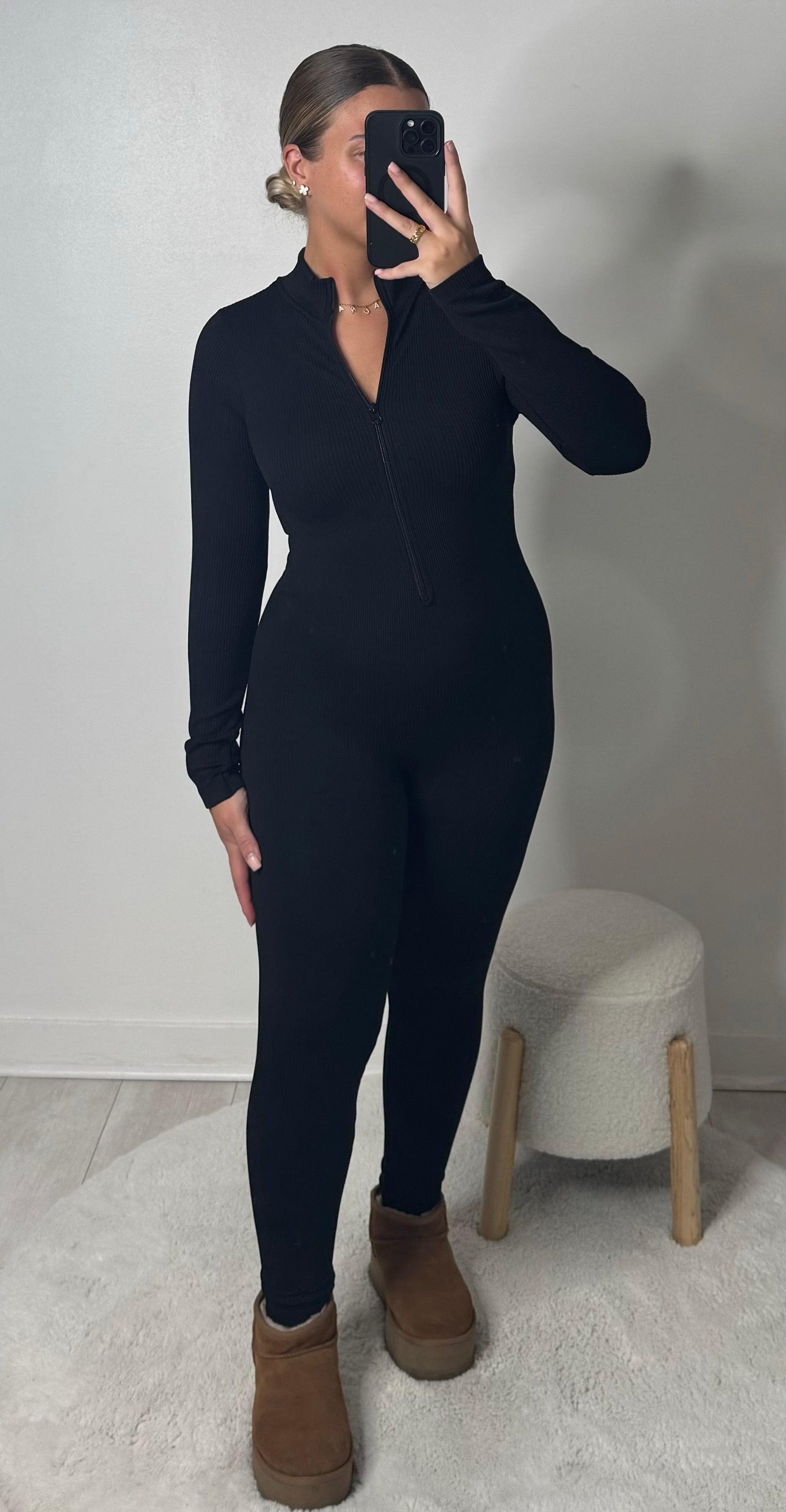 Combinaison côtelé noir