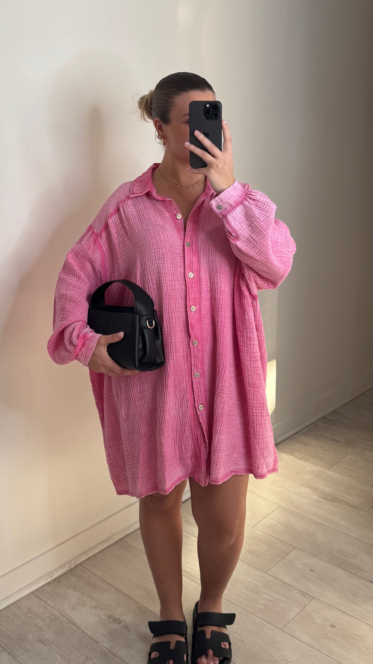 Robe gaz délavée - rose