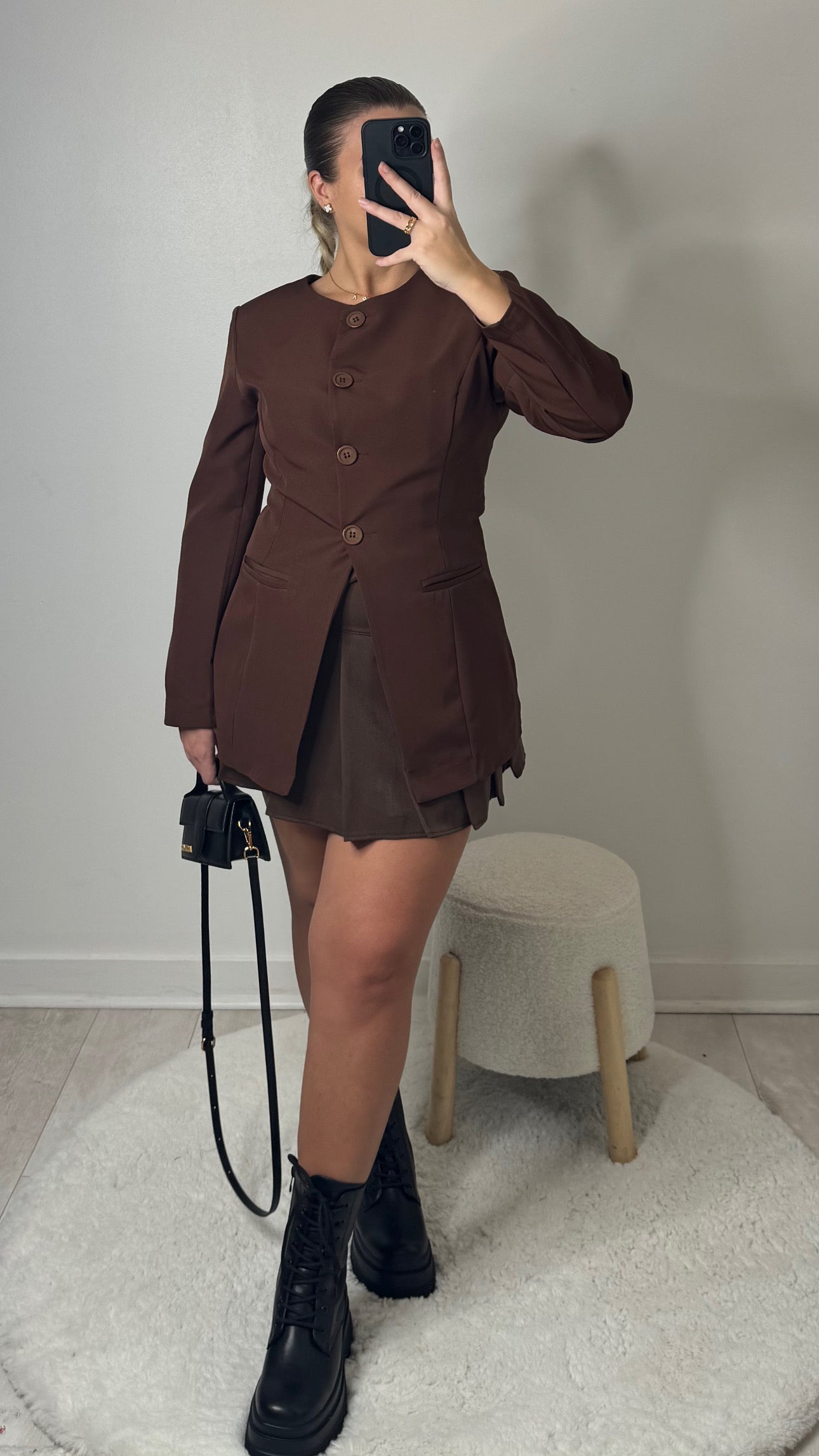 Blazer cintré ouvert marron
