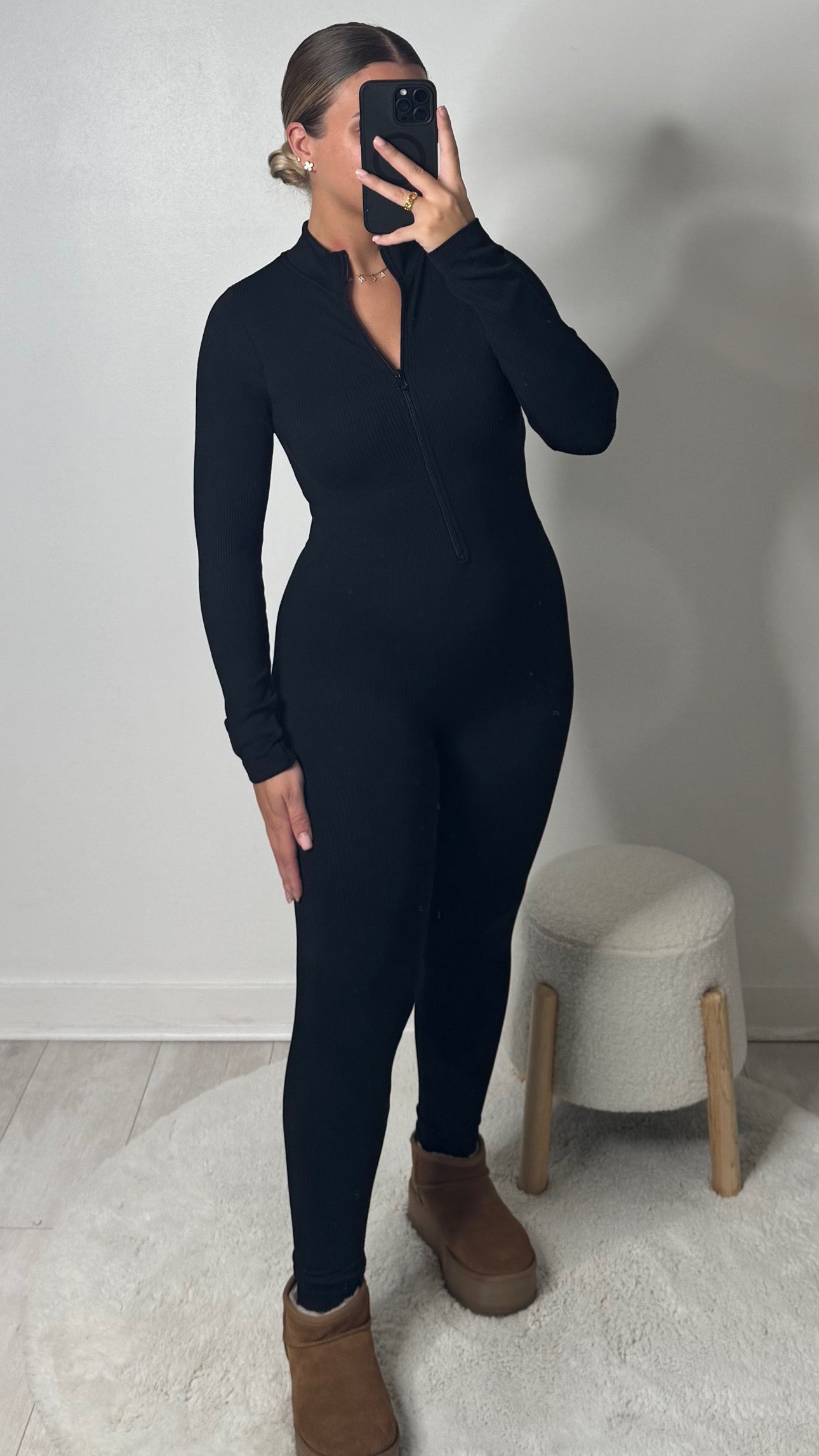 Combinaison côtelé noir