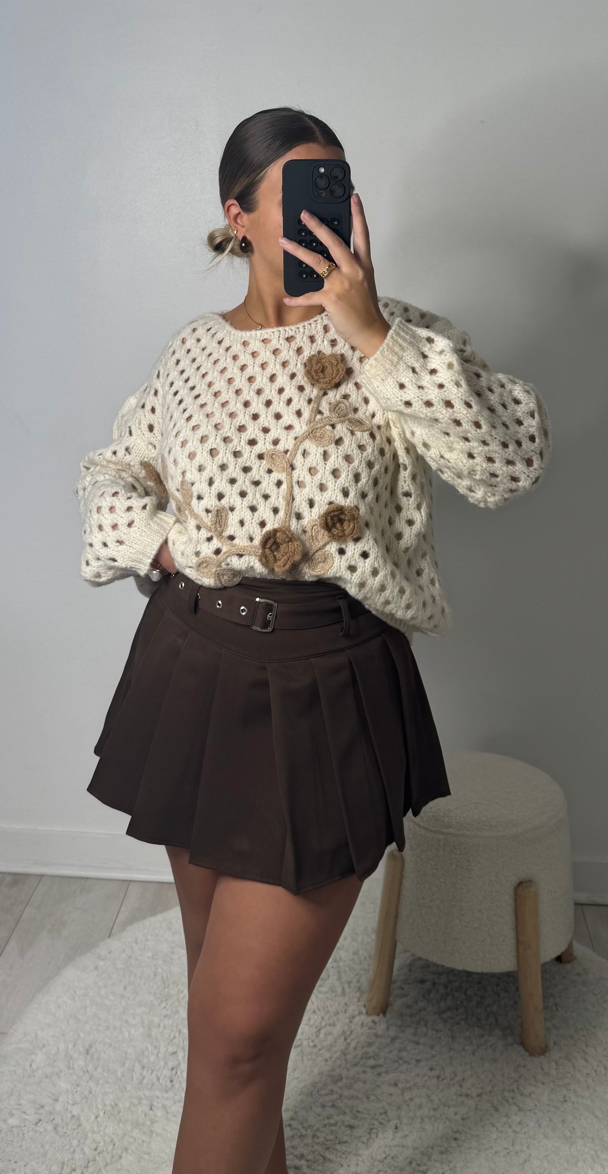 Jupe short écolière choco