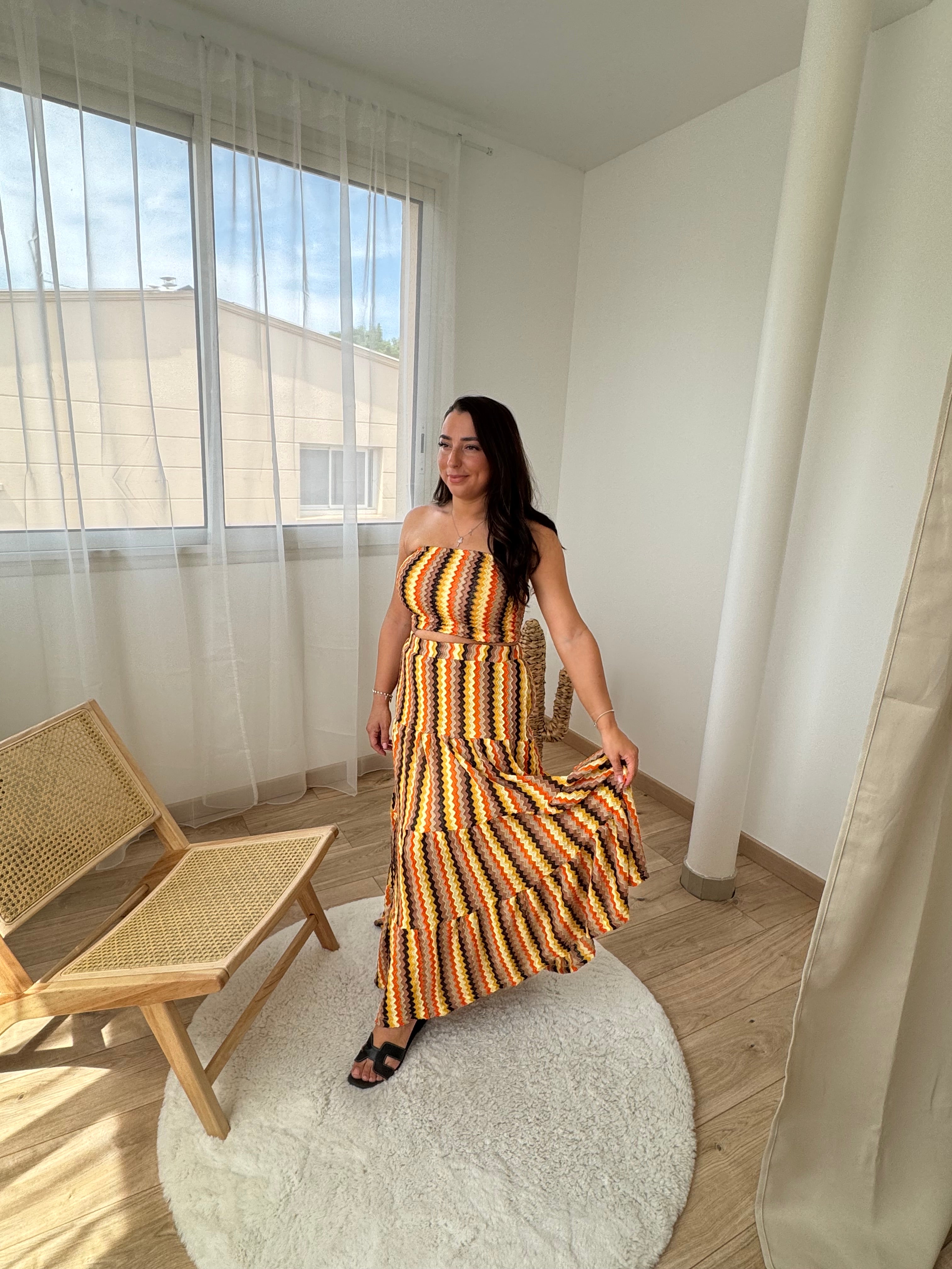 Jupe longue - multicolore (marron)