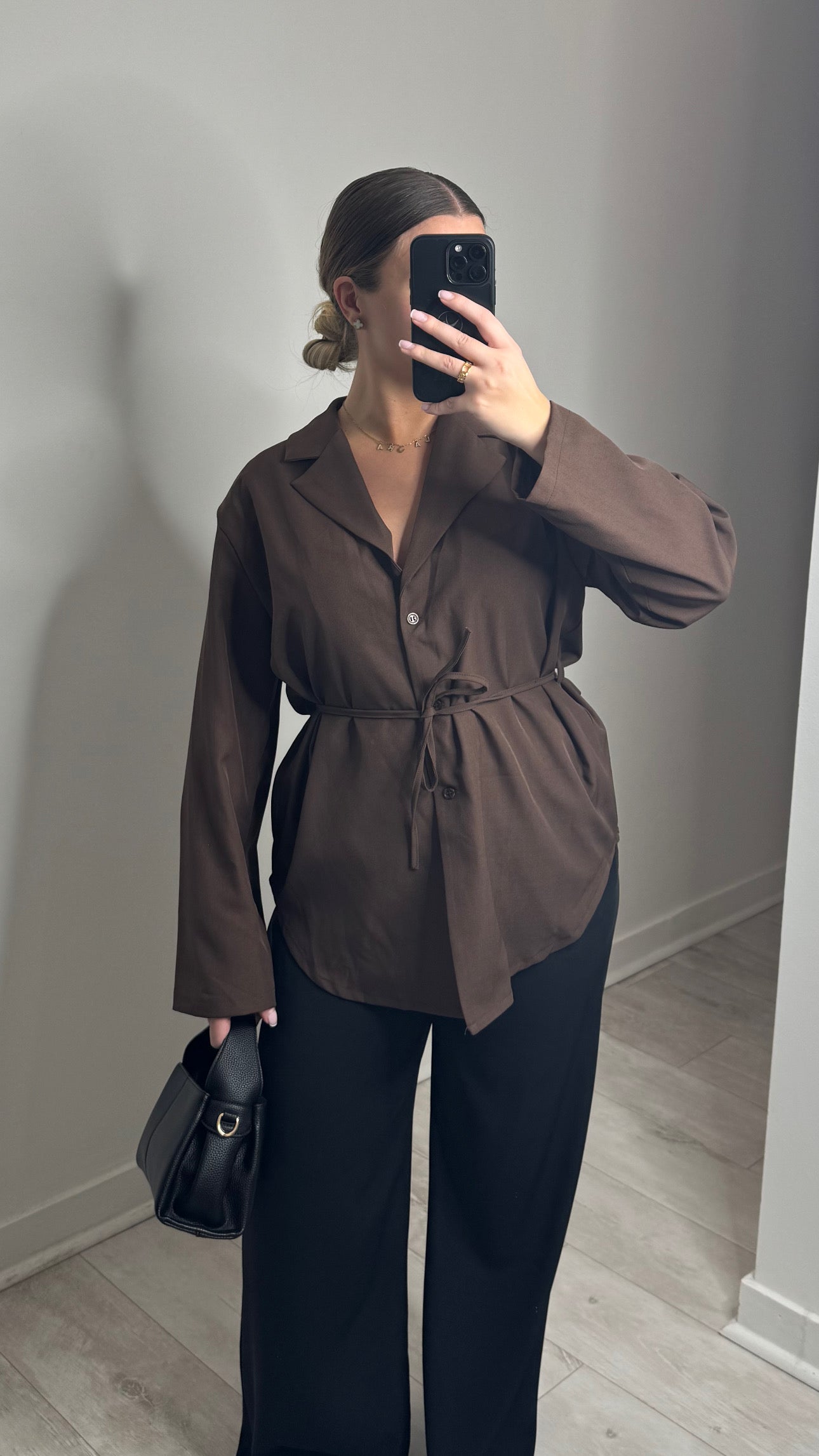 Chemisier à lacet - marron