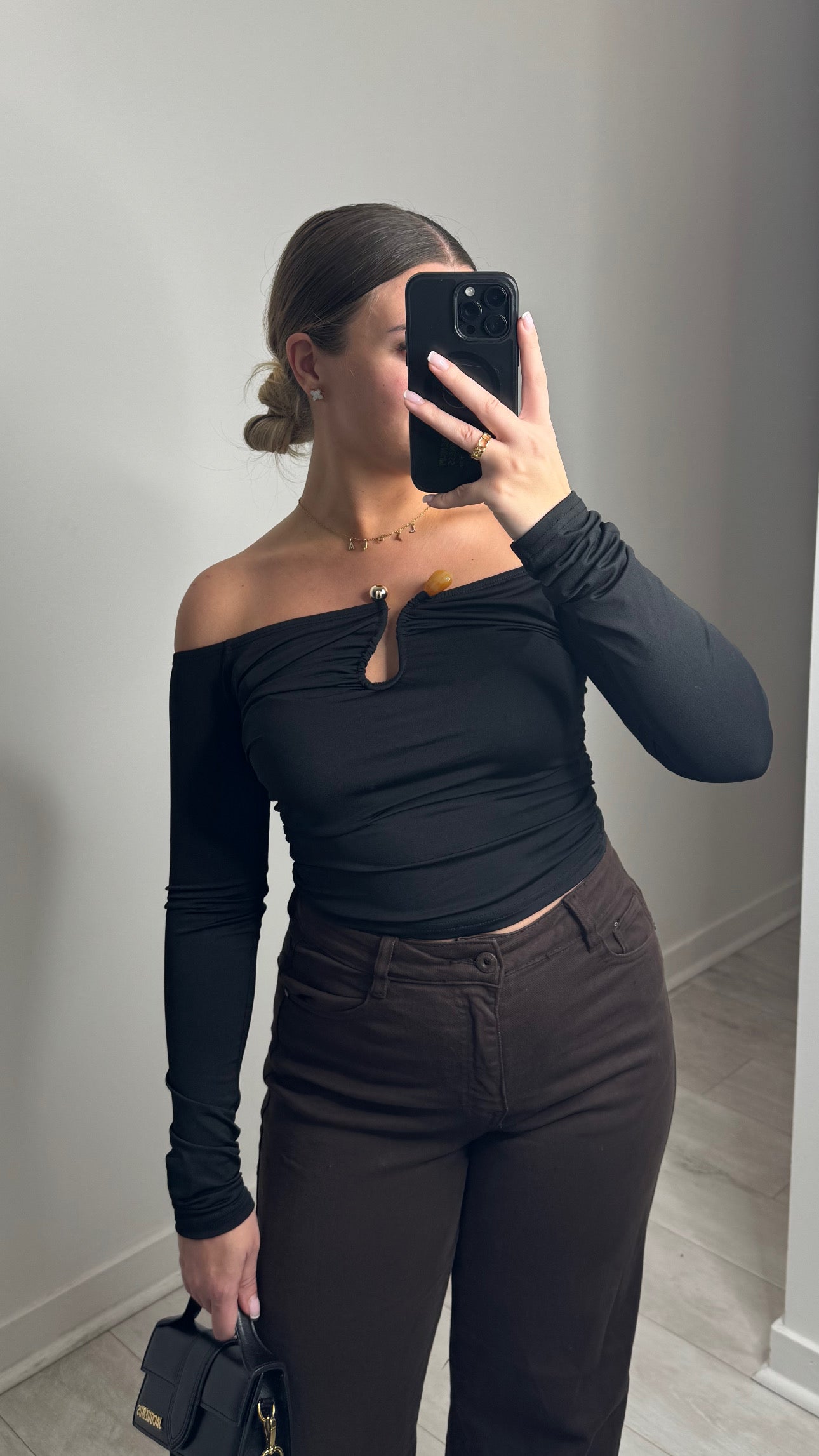 Top bardot détail - noir