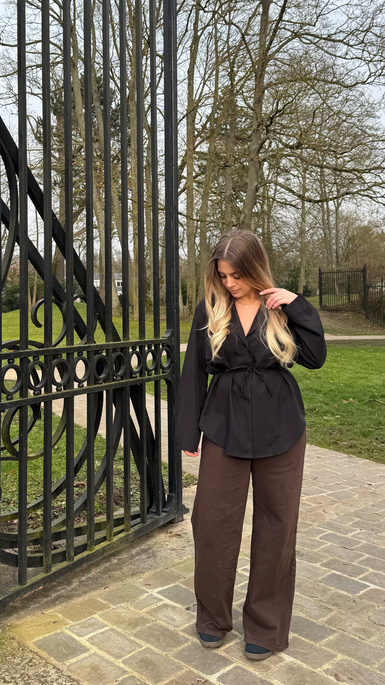 Chemisier à lacet - noir