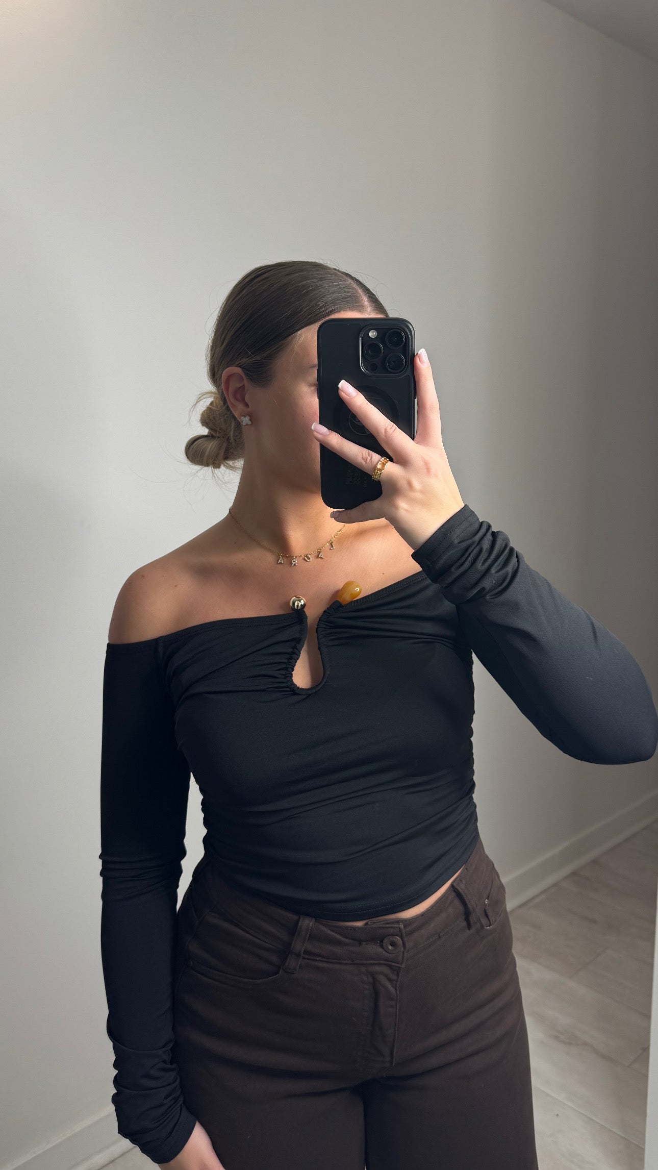 Top bardot détail - noir