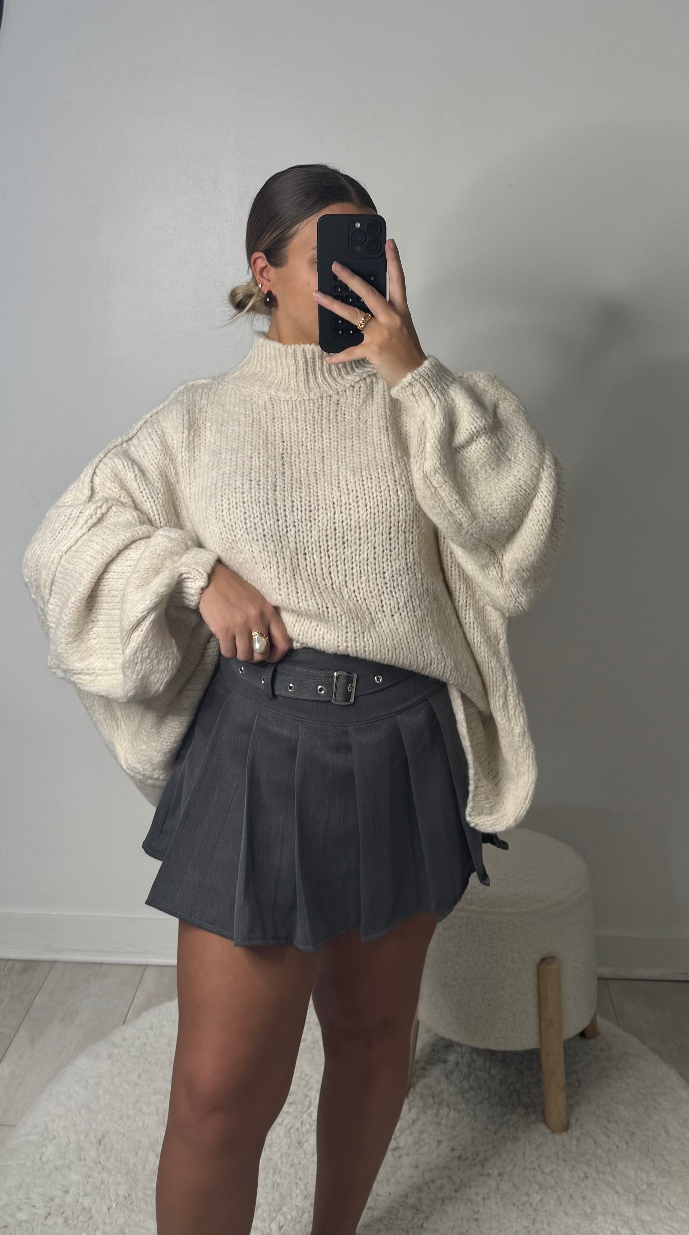Jupe short écolière gris