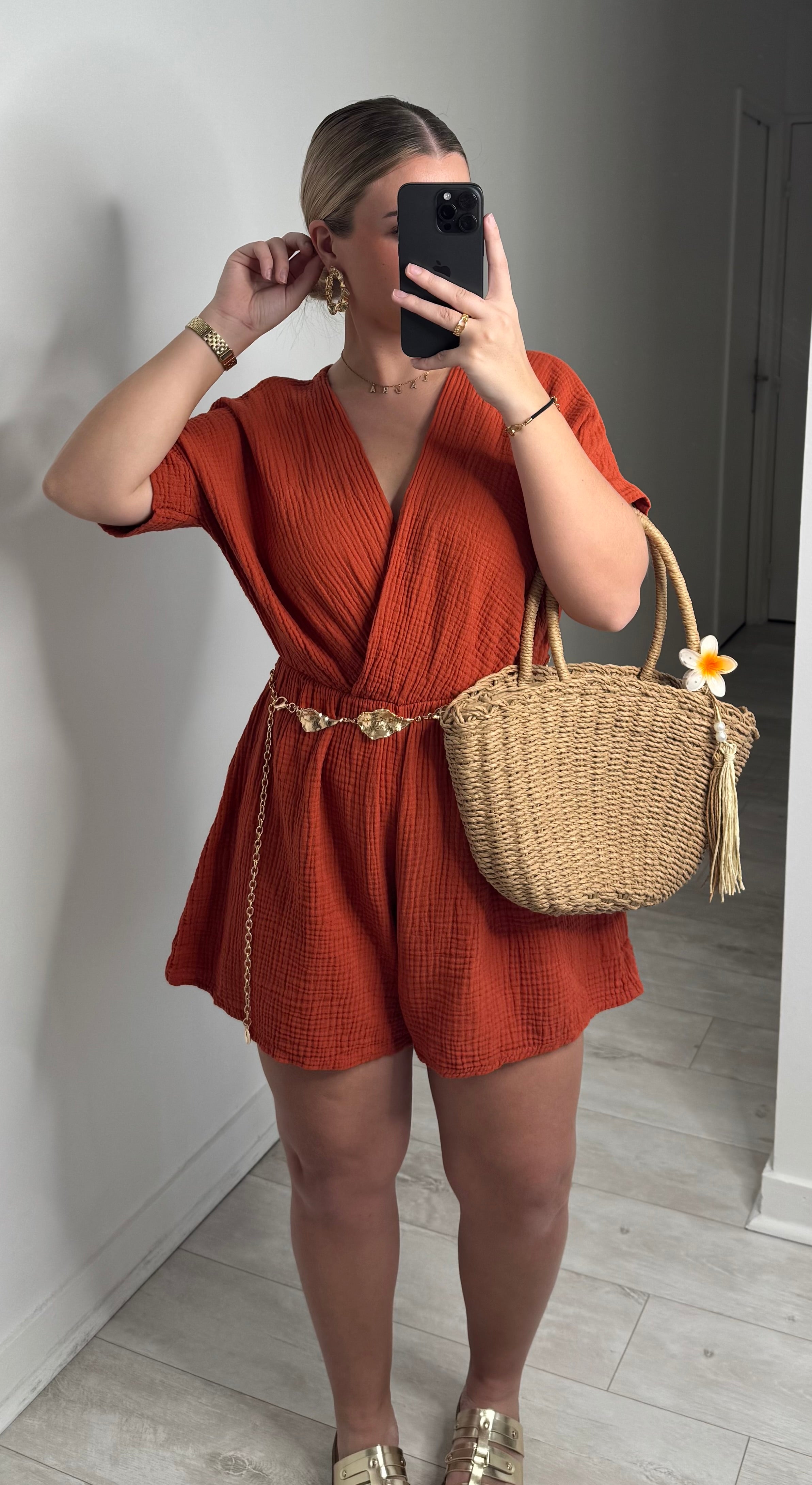 Combinaison short - terracotta