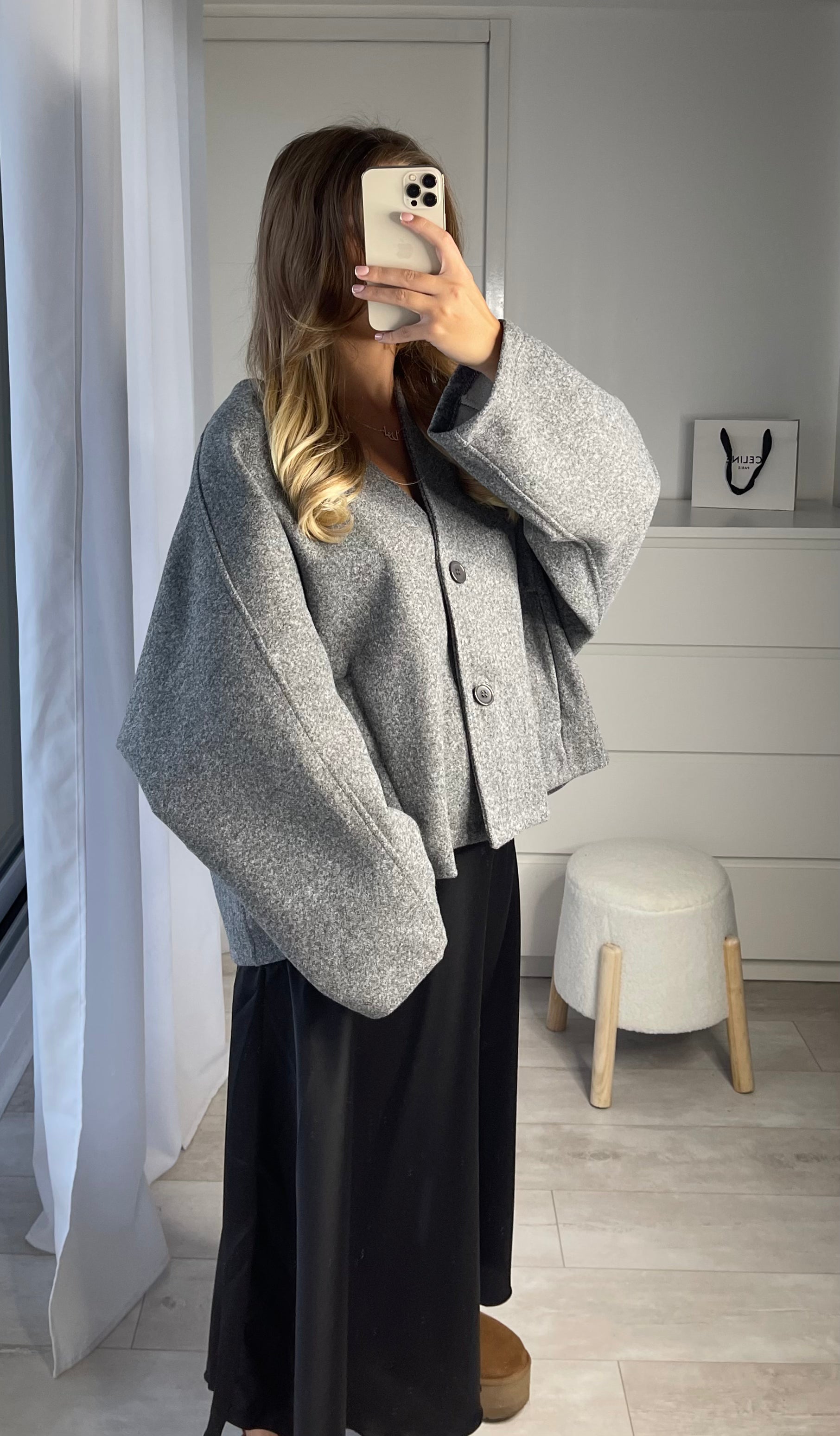 Manteau court gris