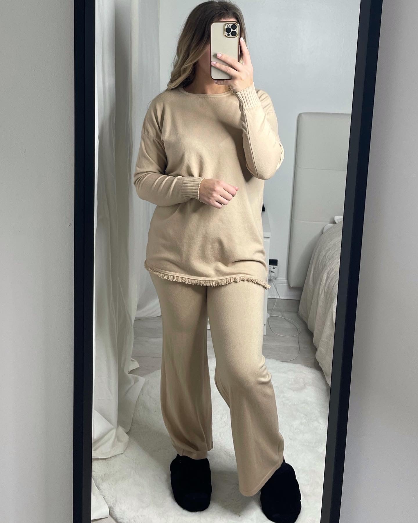 Ensemble à franges beige