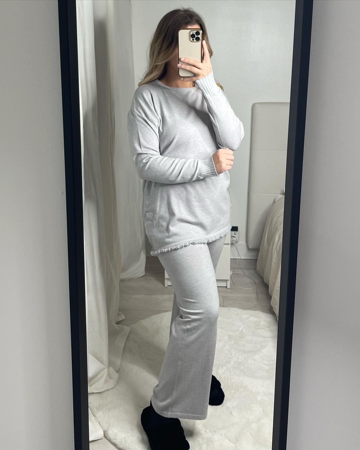 Ensemble à franges gris