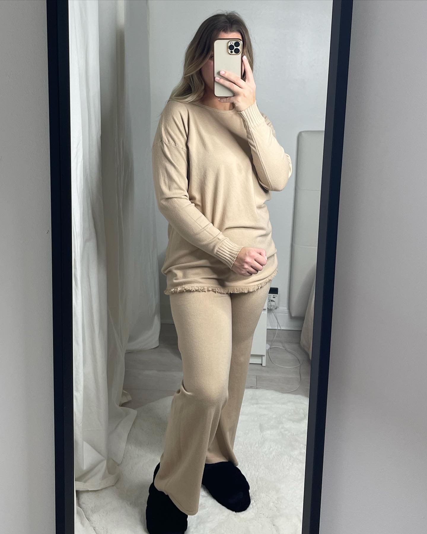 Ensemble à franges beige