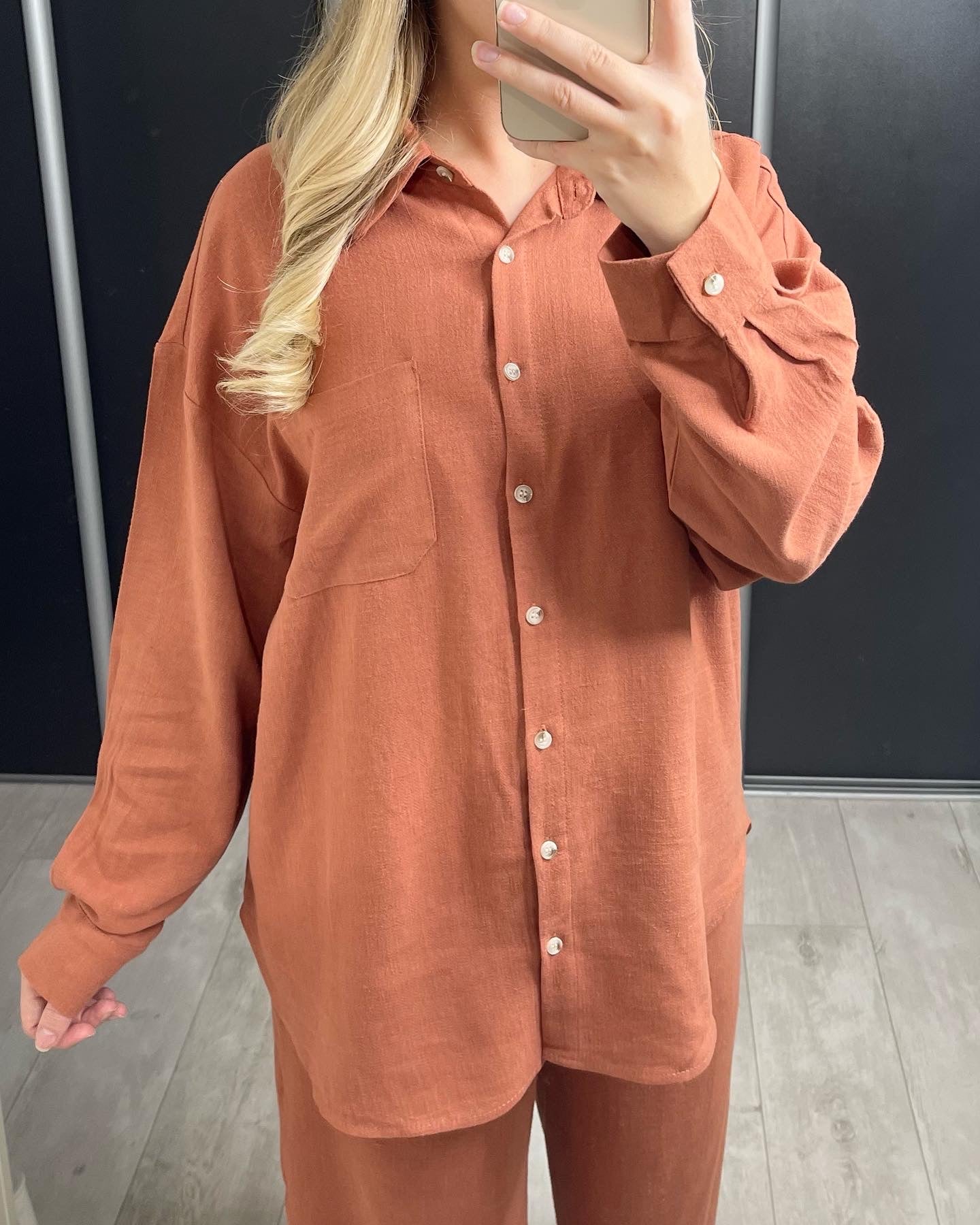 Chemisier en lin Terracotta